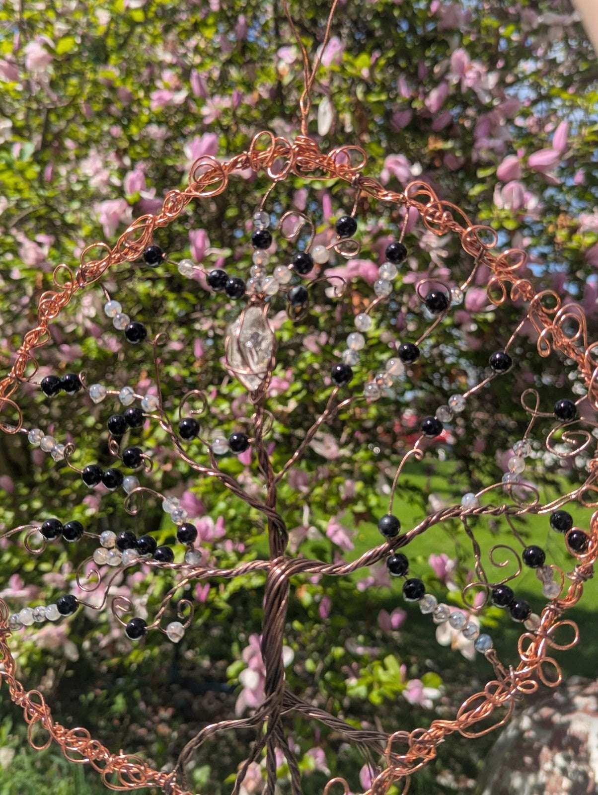 Black Onyx & Dragon Vein Agate Wall Decor For Luck, Balance, and Protection | Crystal Arborist