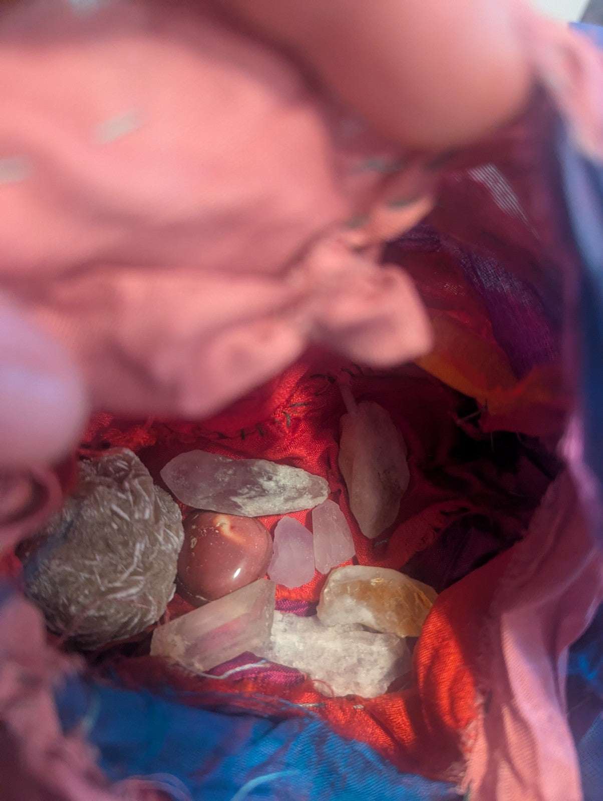 Peace & Abundance Gemstone Bundle, Handmade Drawstring Bag, Amethyst, Citrine.. | Crystal Arborist