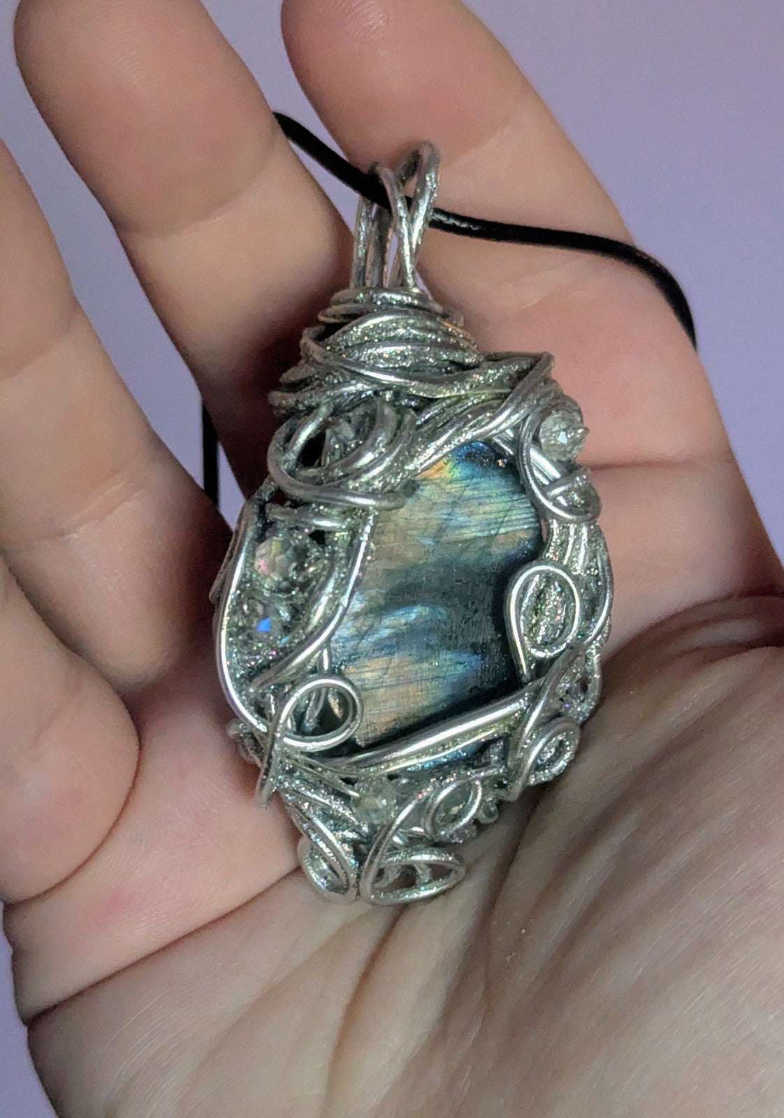 Silver Tone Labradorite Necklace | Crystal Arborist