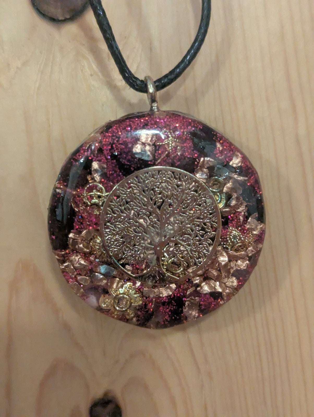 Maroon Rose Quartz and Garnet Orgonite Necklace for Protection and Romance | Crystal Arborist