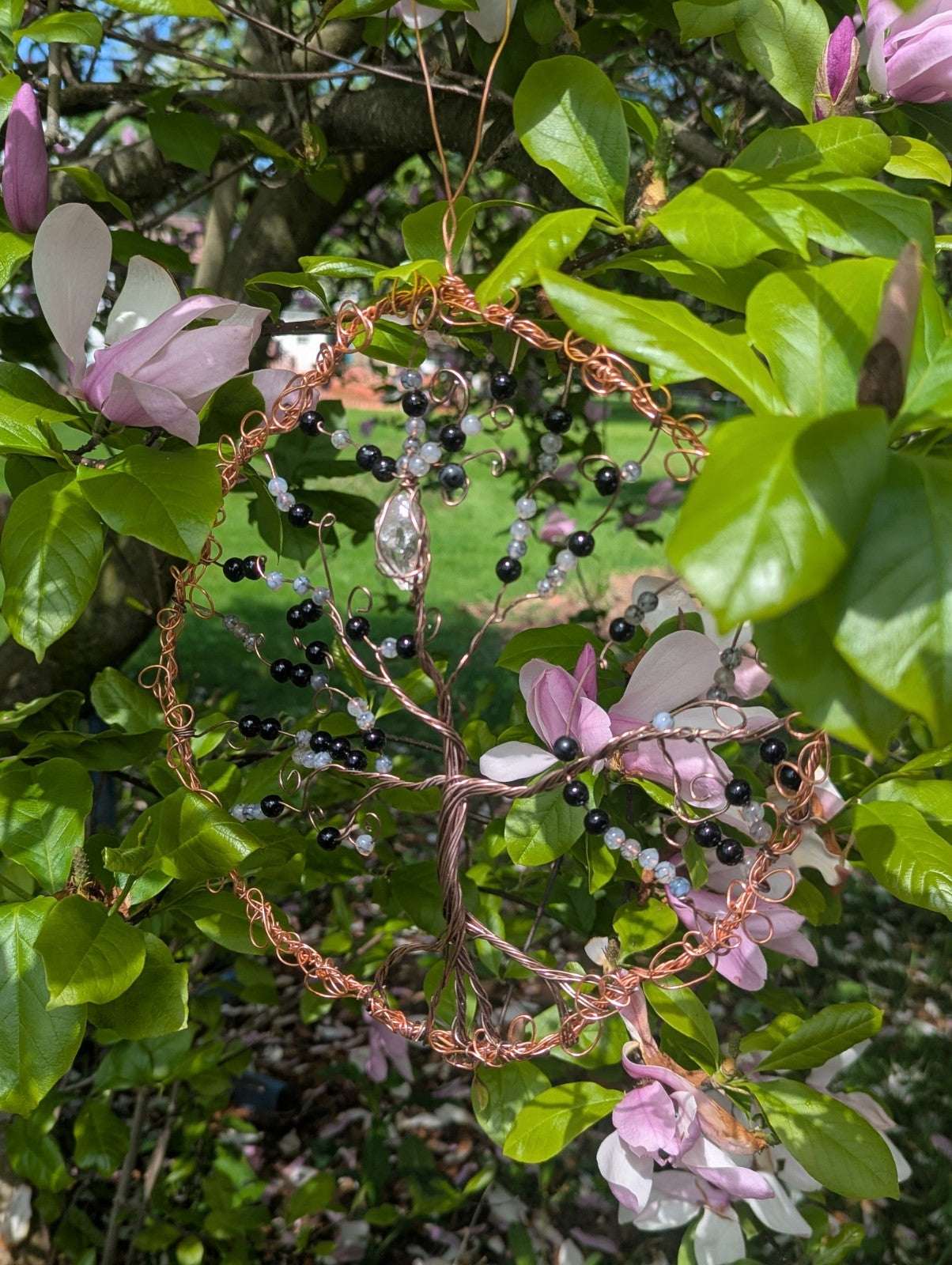 Black Onyx & Dragon Vein Agate Wall Decor For Luck, Balance, and Protection | Crystal Arborist