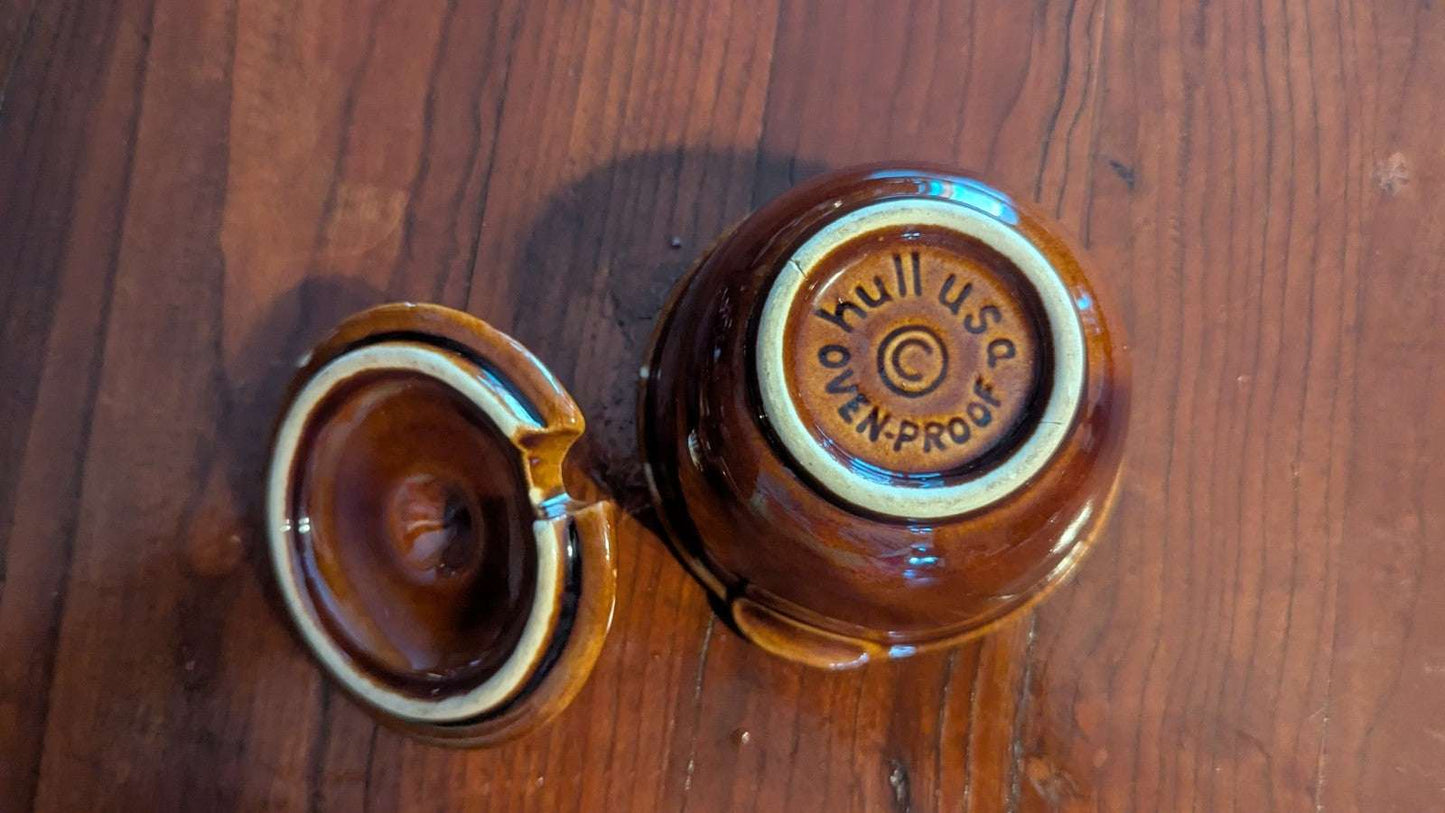 Brown 'hull USA' Ovenproof Container,  soufflé, Creamer Jar? | Crystal Arborist