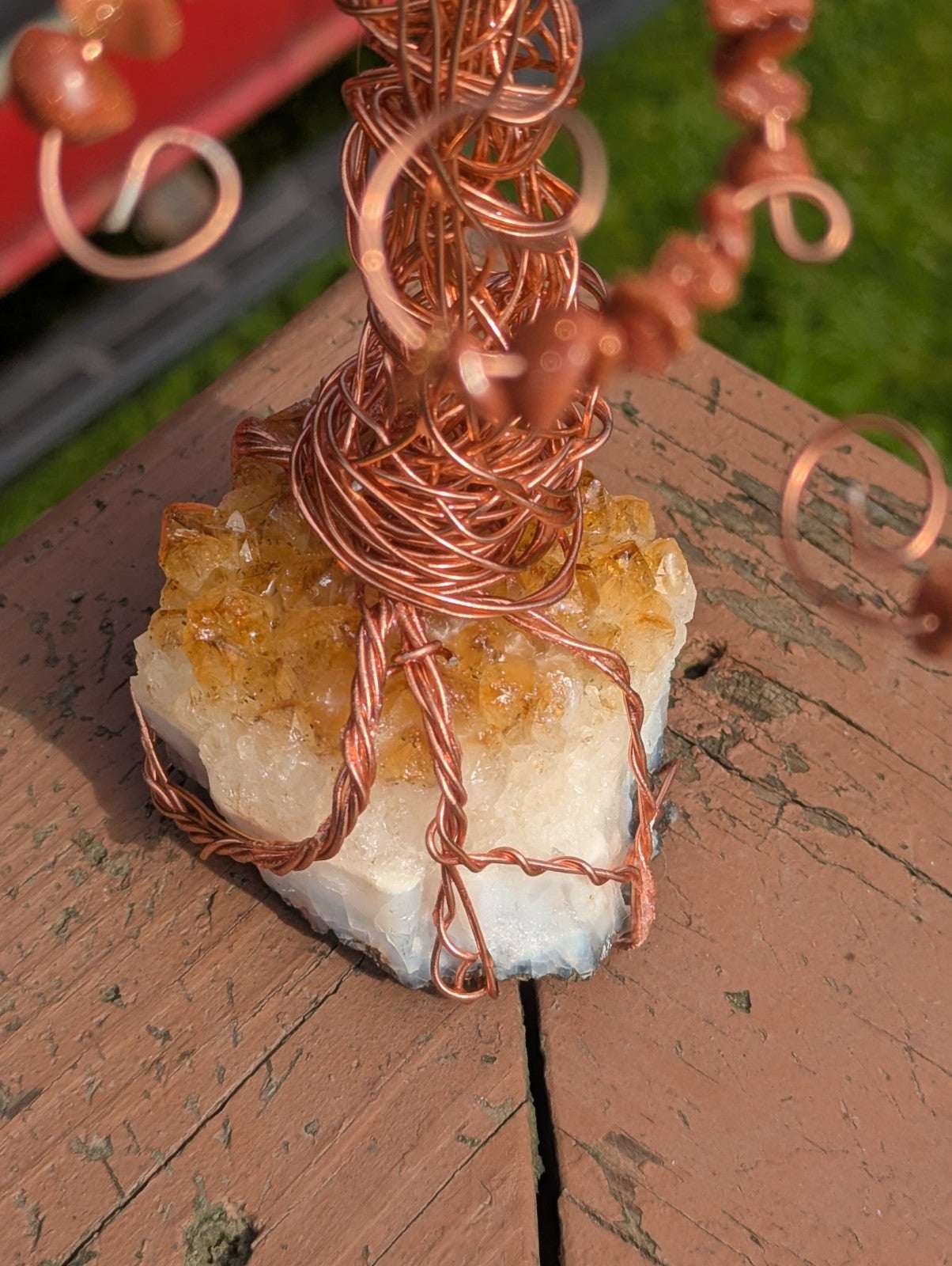 Citrine and Gold Sandstone Tree for Abundance and Emotional Well-being | Crystal Arborist