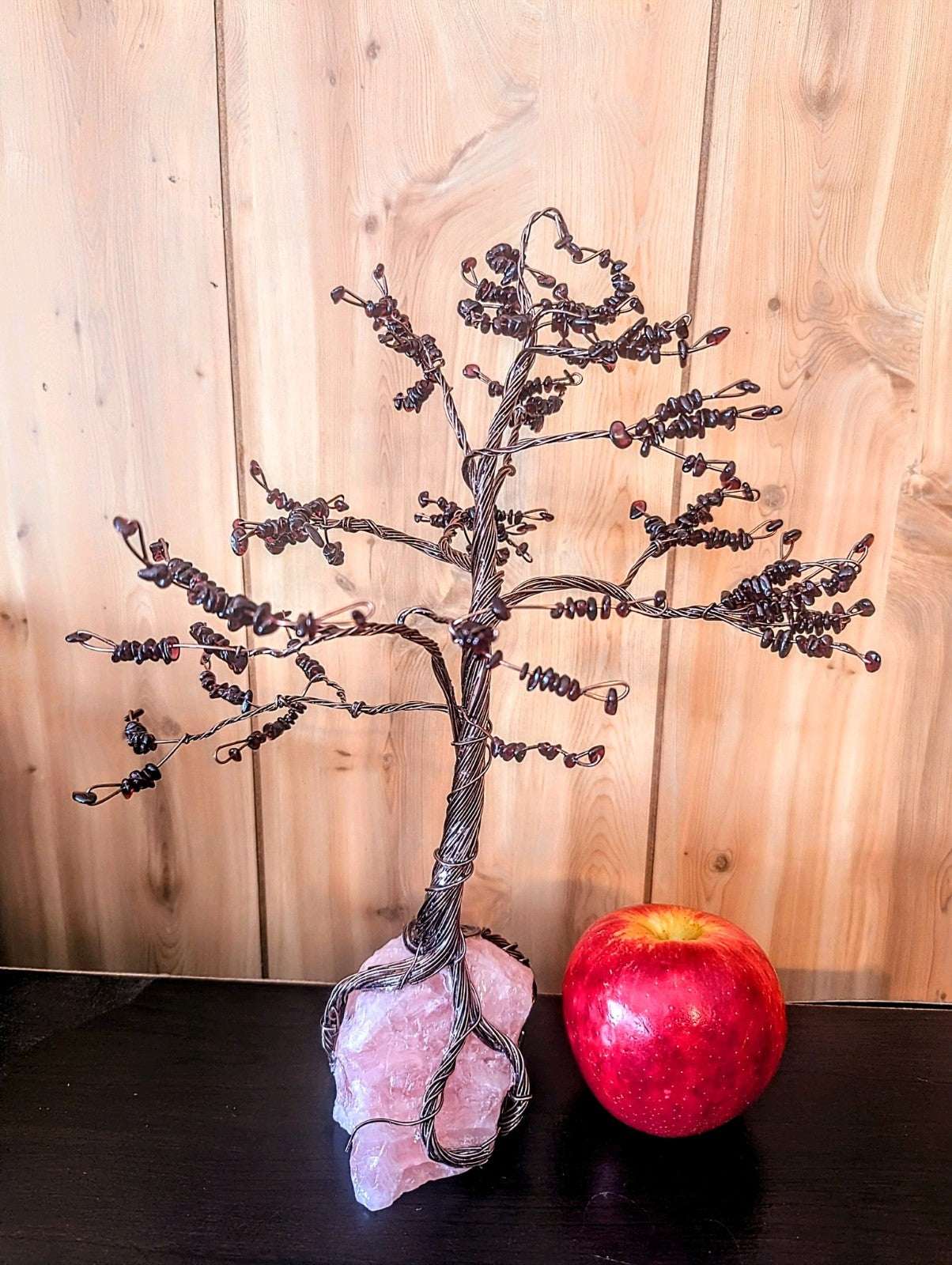 Rose Quartz and Garnet WireWrapped Tree: for Passionate Love | Crystal Arborist