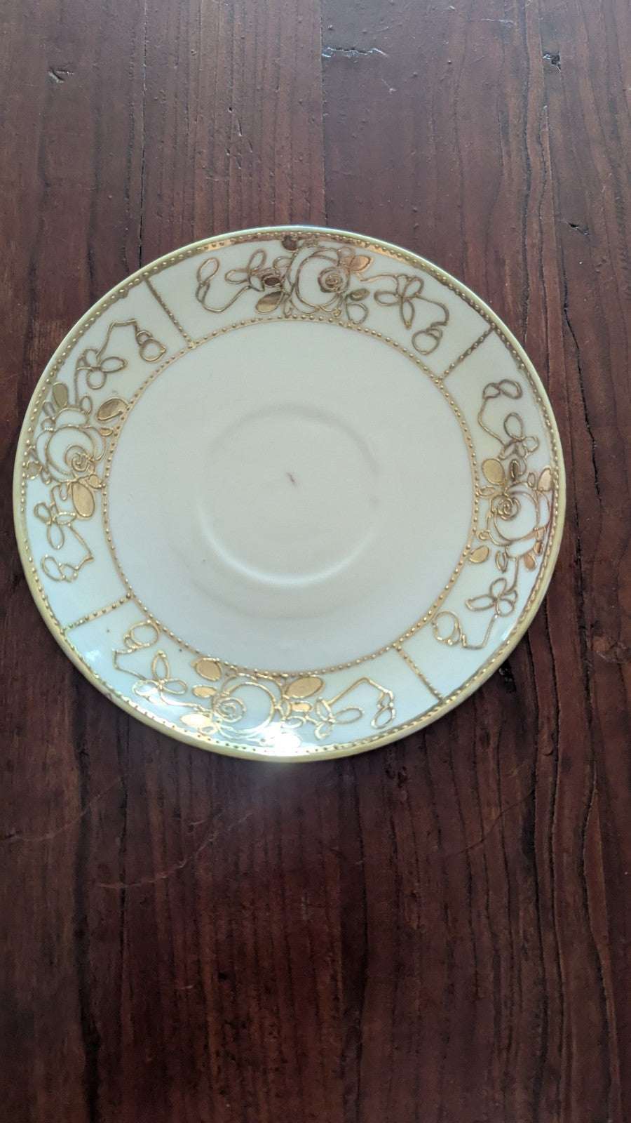 Vintage Gold Accented Leaf Shaped Gravy Serving Dish And Plate W/ Floral Design | Crystal Arborist