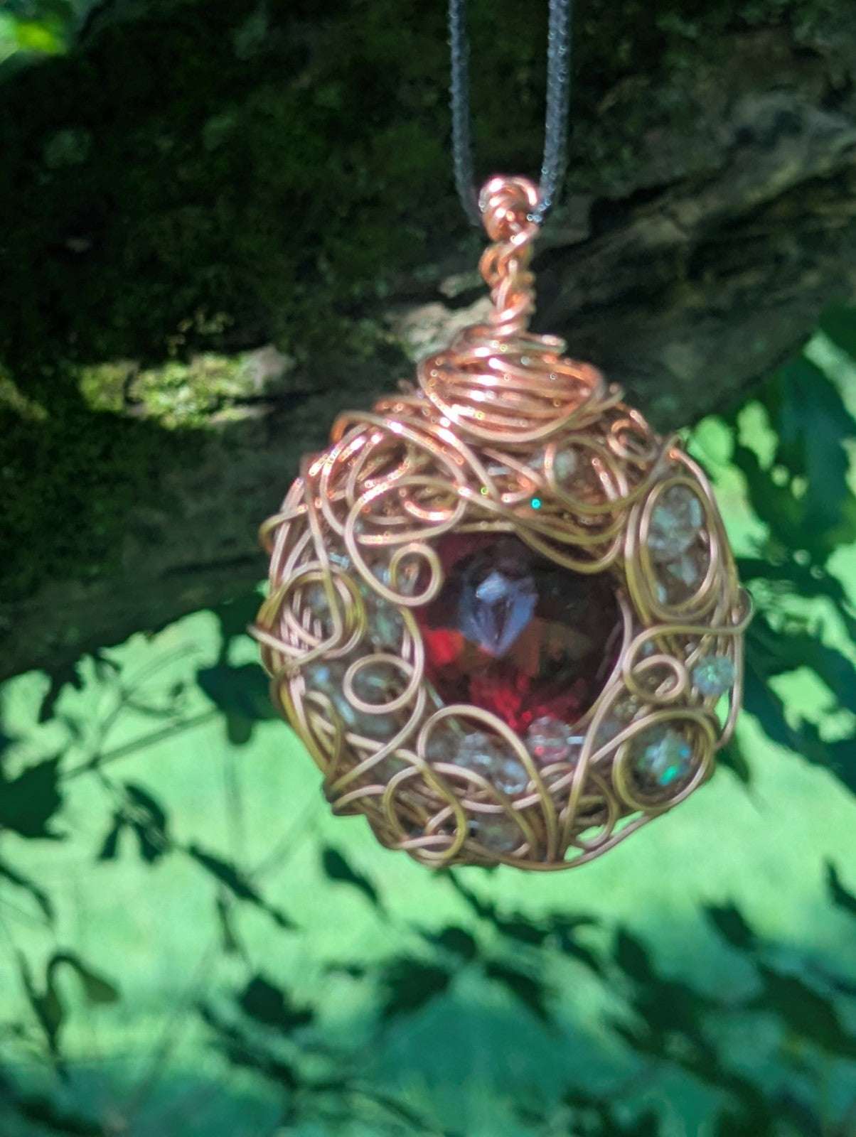Handmade Red Topaz Wirewrapped Necklace | Crystal Arborist
