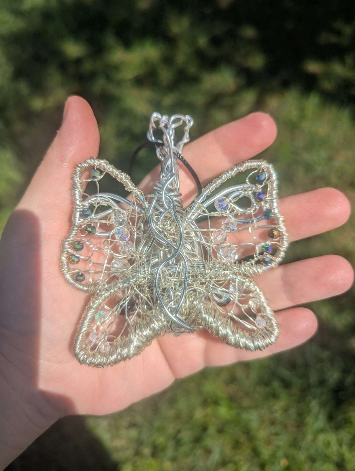 Handmade Sun and Moonstone Butterfly Necklace | Crystal Arborist