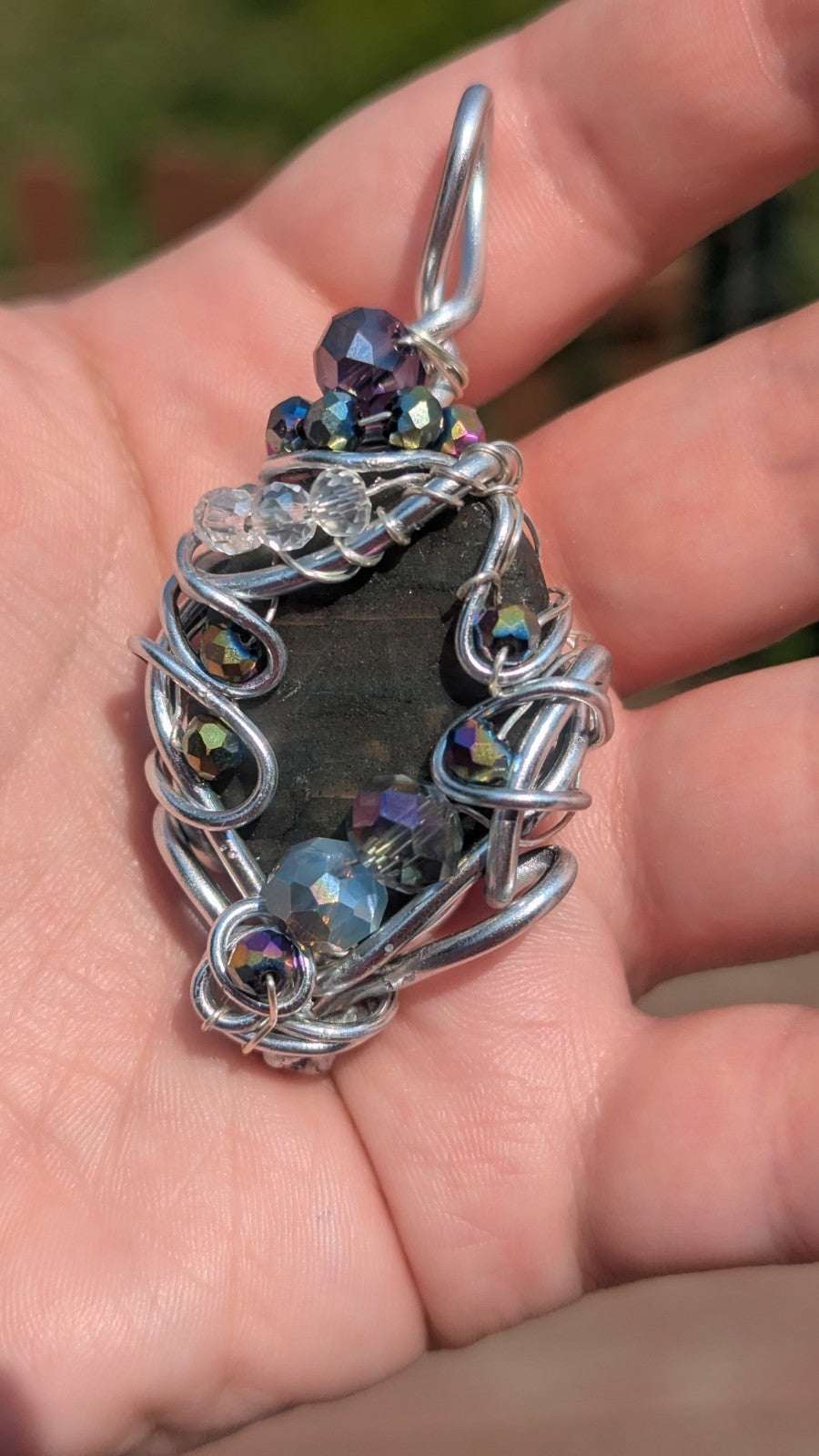 Labradorite Handmade Necklace With Glass Beads | Crystal Arborist