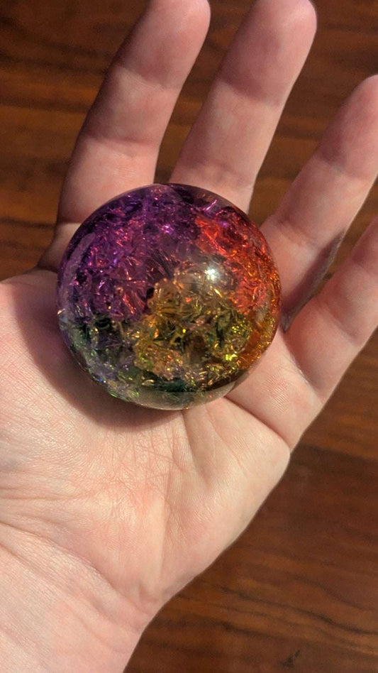 156G Titanium Rainbow Quartz Sphere, Crystal, Healing, Reiki | Crystal Arborist