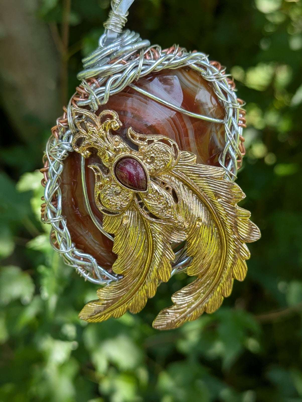 Red Onyx Banded Agate Necklace, Retro, Unique, One-of-a-kind , Handmade | Crystal Arborist