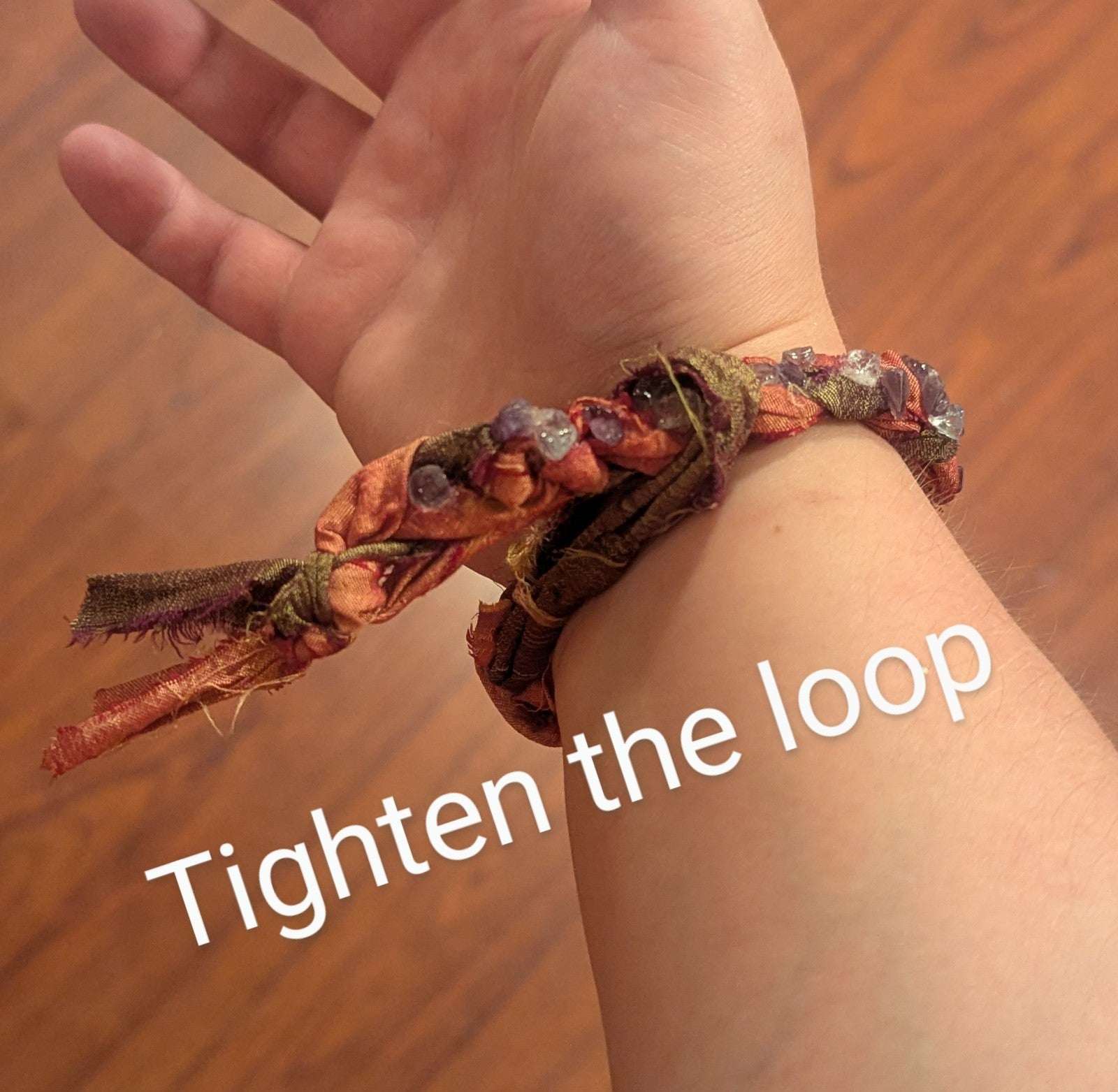 Aquamarine and Amethyst Sari Silk Braided Bracelet | Crystal Arborist