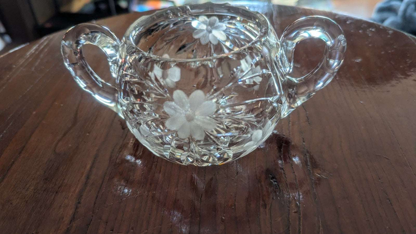 Vintage Crystalline Heavy Dish, Floral, Candy or Party Dish, Centerpiece, Gift | Crystal Arborist