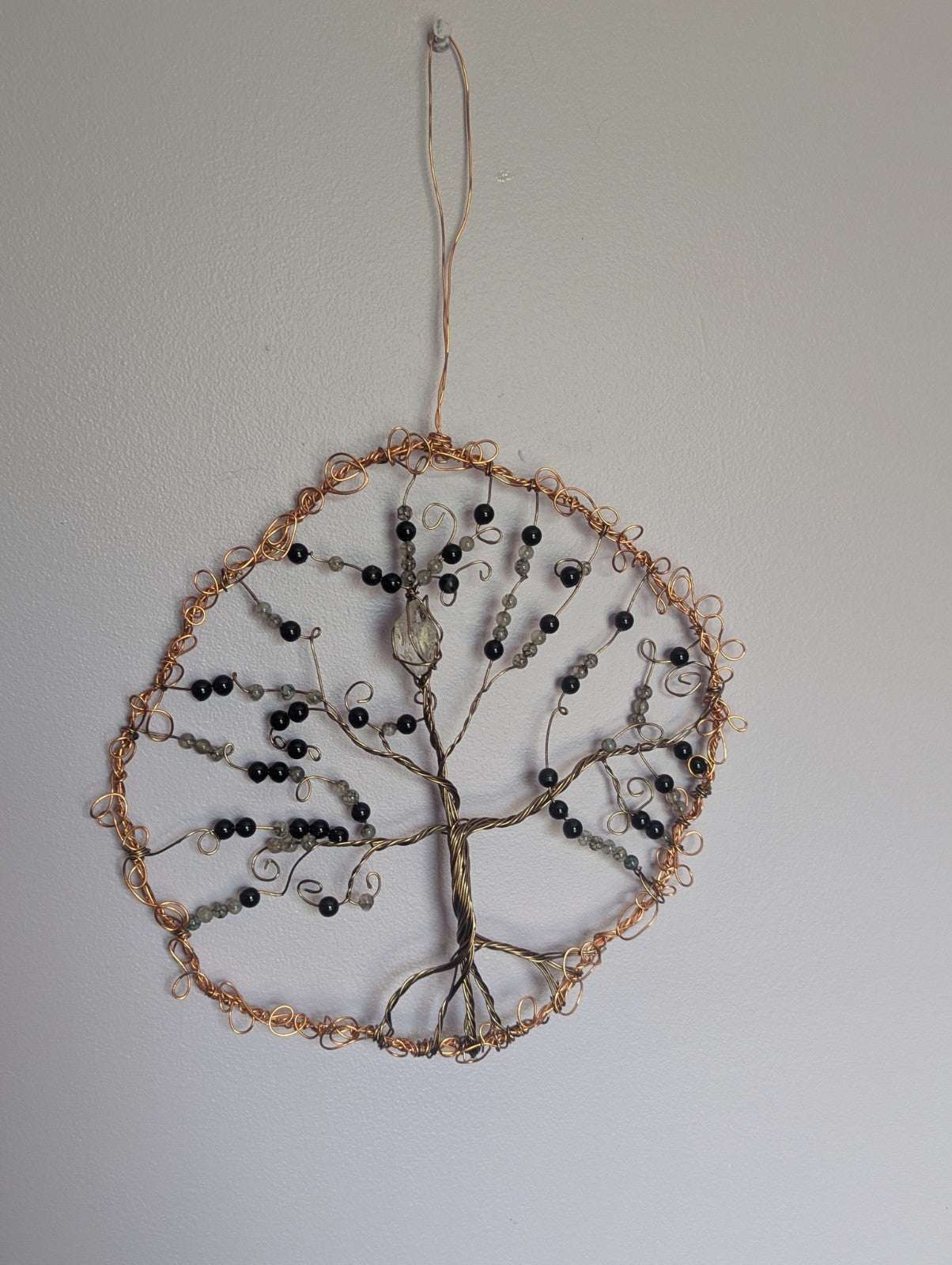 Black Onyx & Dragon Vein Agate Wall Decor For Luck, Balance, and Protection | Crystal Arborist