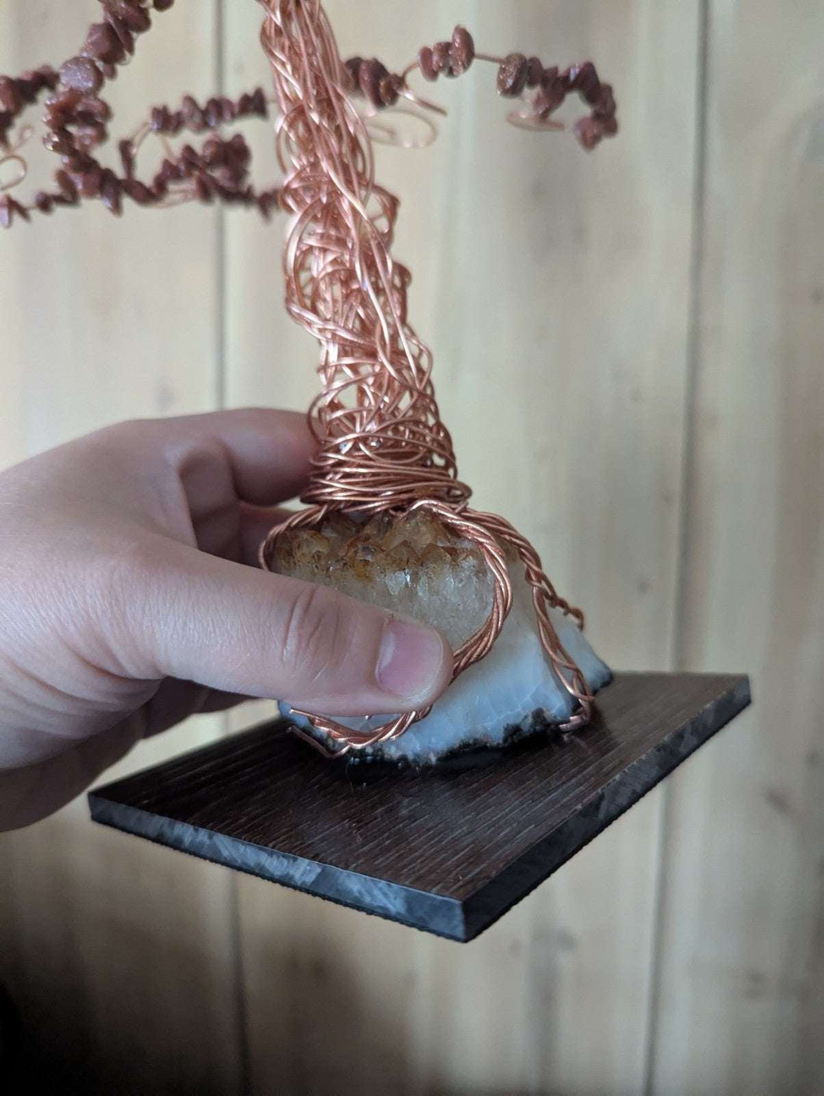 Citrine and Gold Sandstone Tree for Abundance and Emotional Well-being | Crystal Arborist