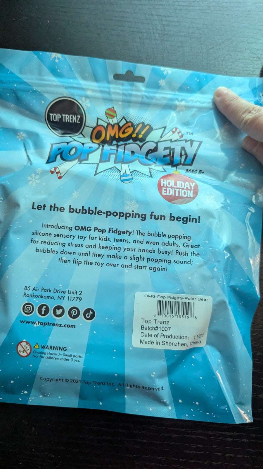 OMG Pop Fidget, Polar Bear Popper | Crystal Arborist