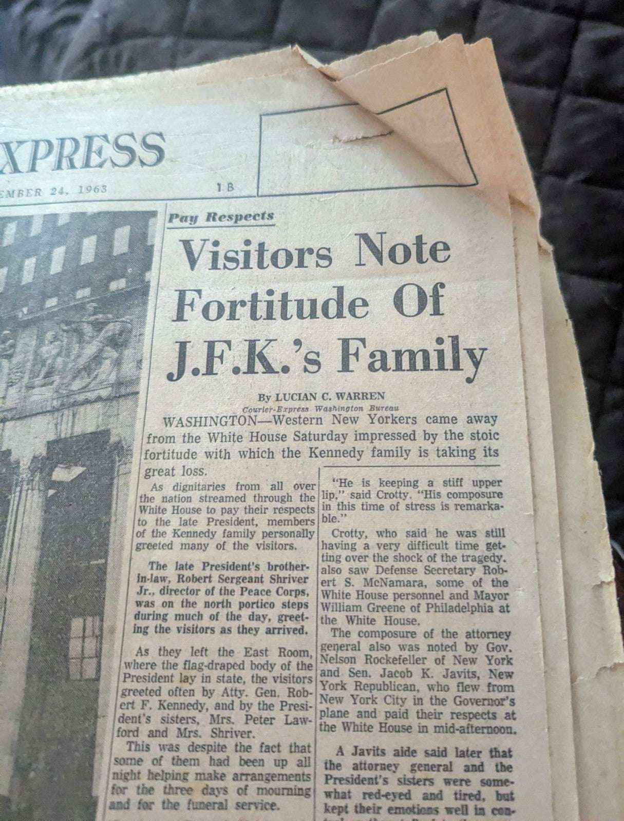 Vintage Buffalo Courier Express November 24, 1963 Newspaper, JFK Death | Crystal Arborist
