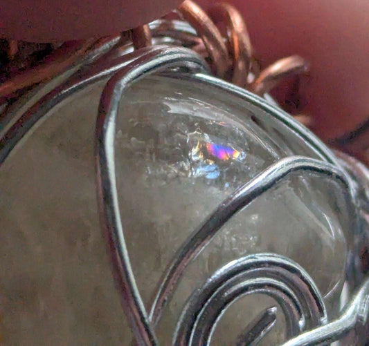 Citrine Wire Necklace With Silver and Copper Colored Wire For Joy and Prosperity | Crystal Arborist