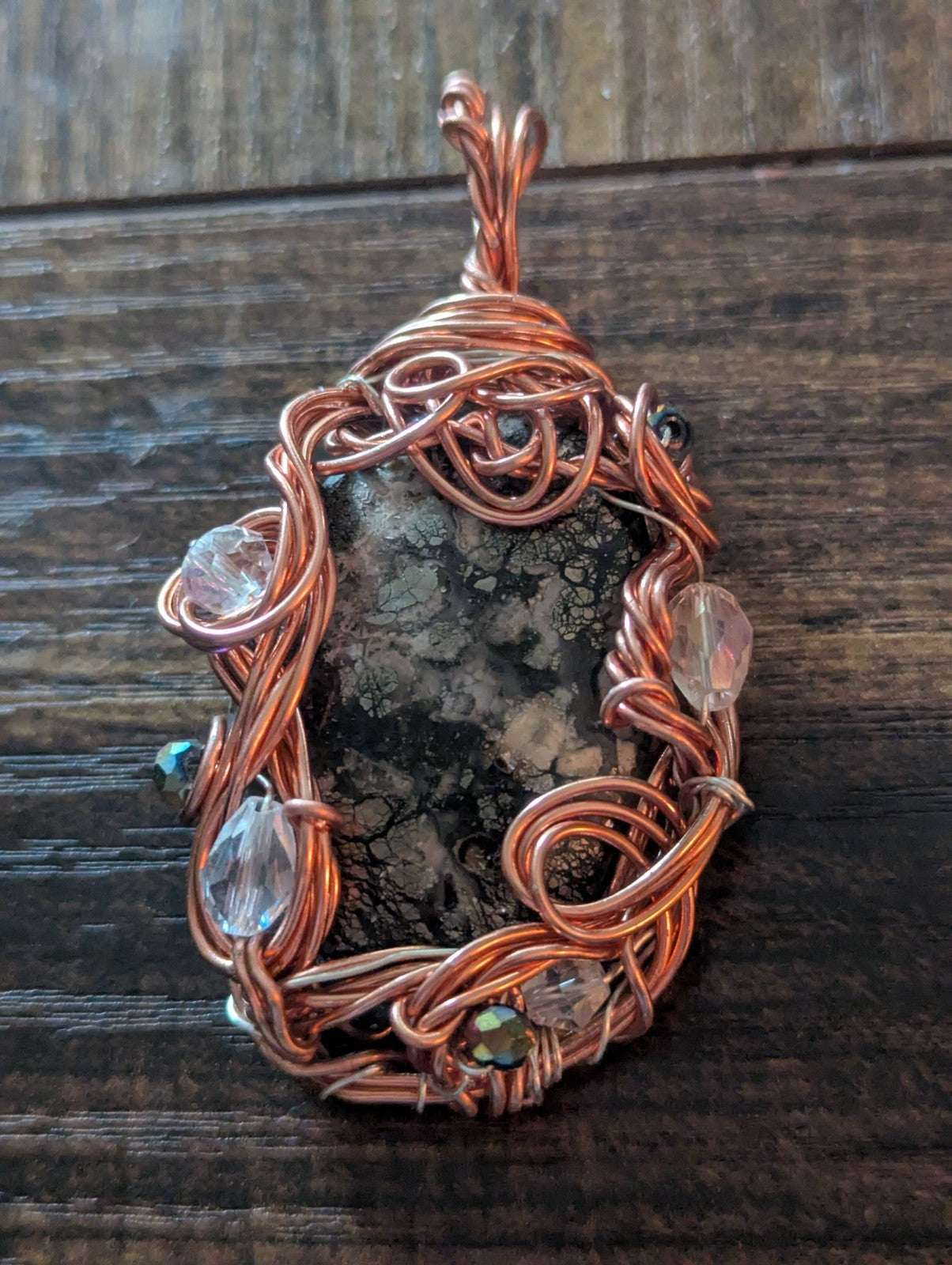 Marcasite Necklace, Handmade Pendant, Beautiful, Natural Gemstone & Glass Beads | Crystal Arborist