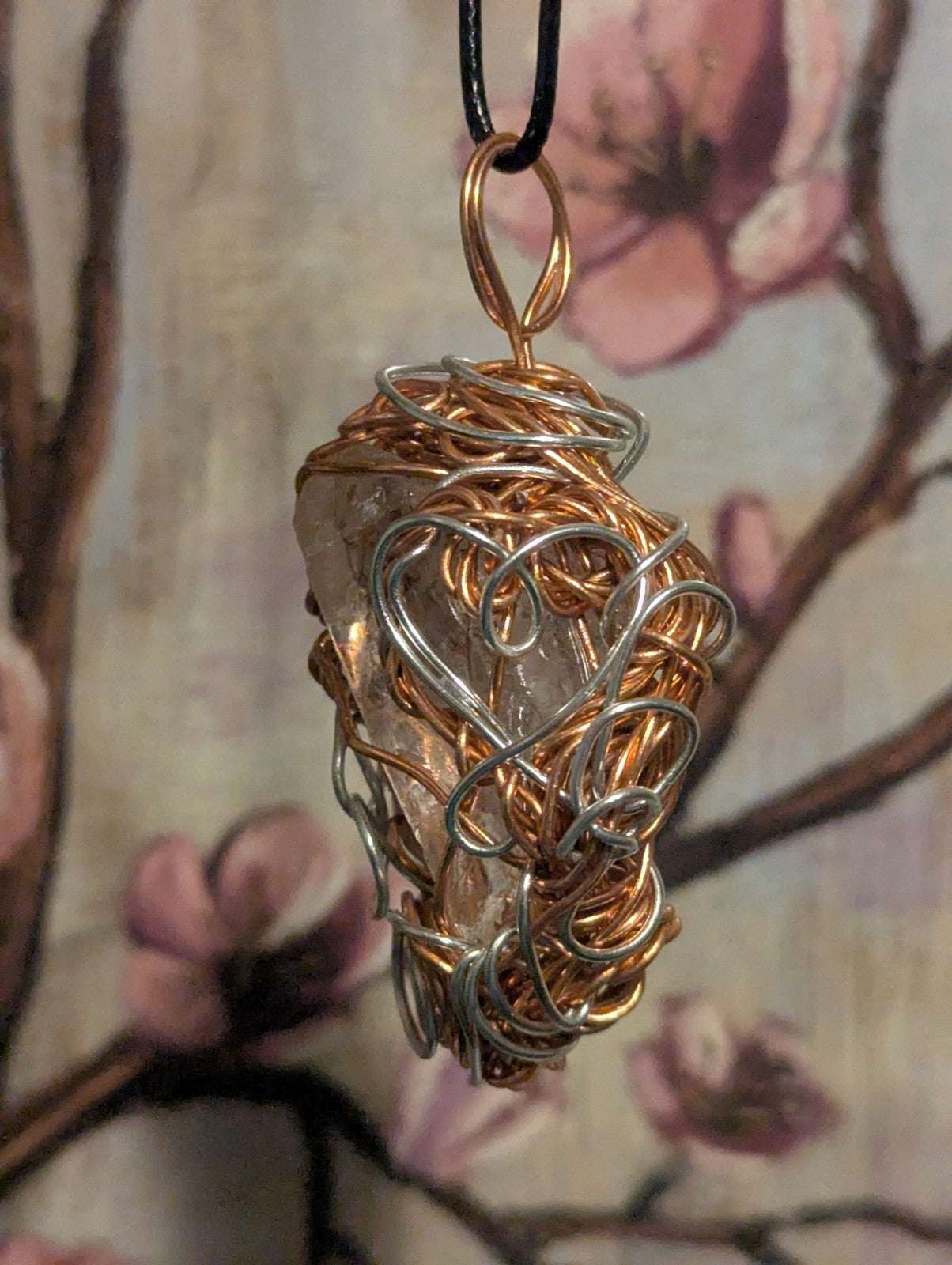 Clear Quartz Wire Pendant with Quartz Pointed Upwards | Crystal Arborist
