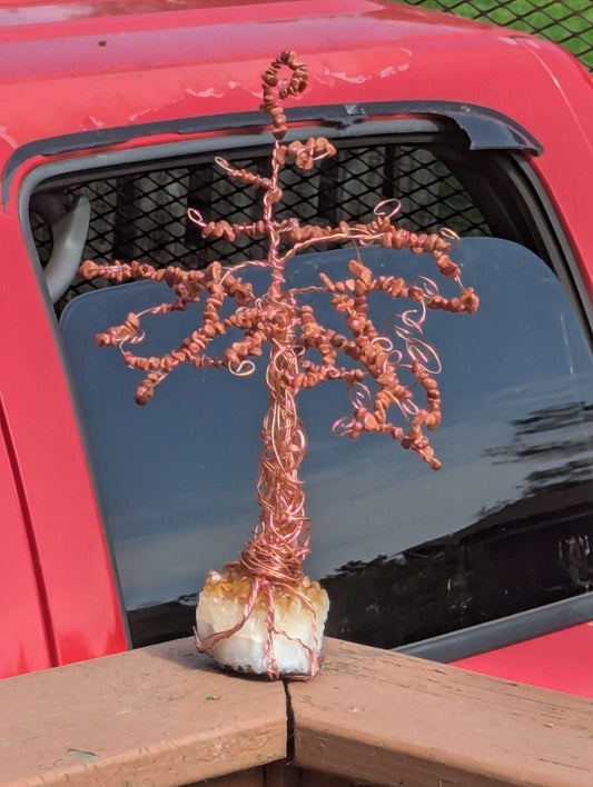 Citrine and Gold Sandstone Tree for Abundance and Emotional Well-being | Crystal Arborist