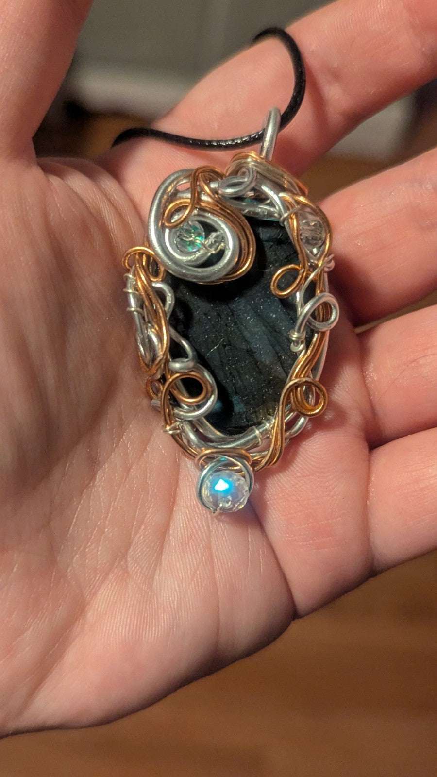 Lovely Labradorite Druzy Necklace, Handmade Wirewrapped Pendant | Crystal Arborist