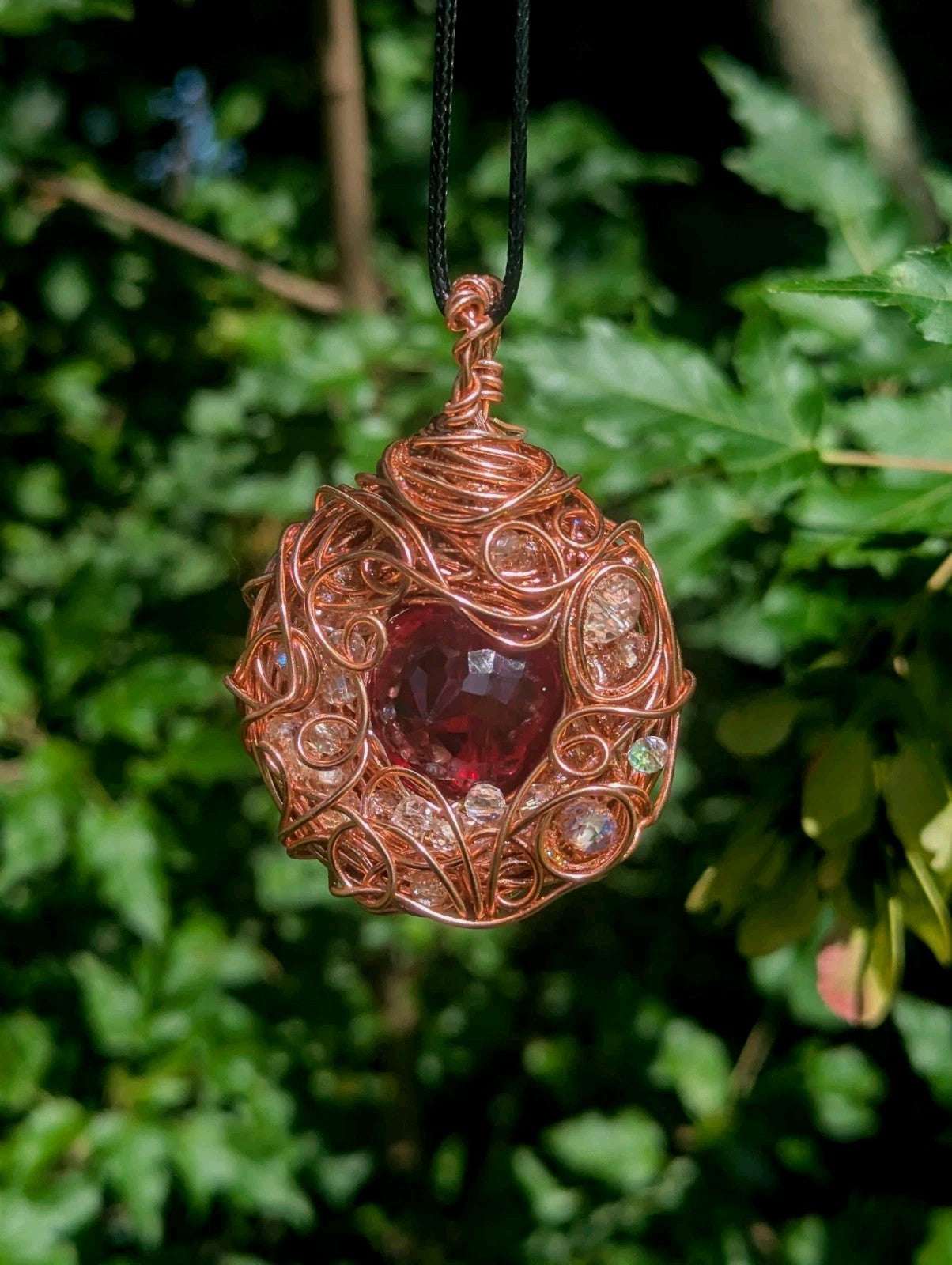 Handmade Red Topaz Wirewrapped Necklace | Crystal Arborist