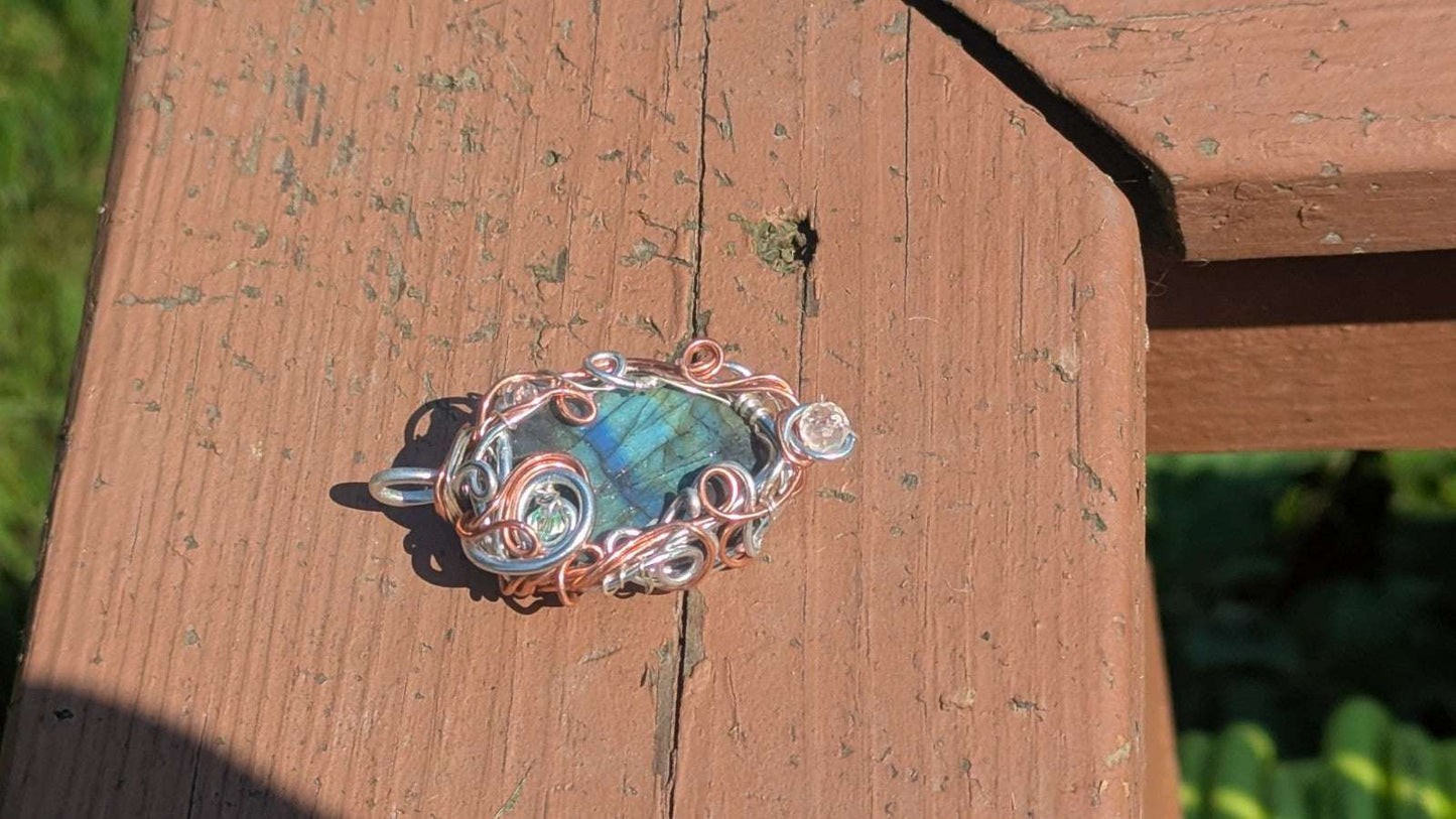 Lovely Labradorite Druzy Necklace, Handmade Wirewrapped Pendant | Crystal Arborist