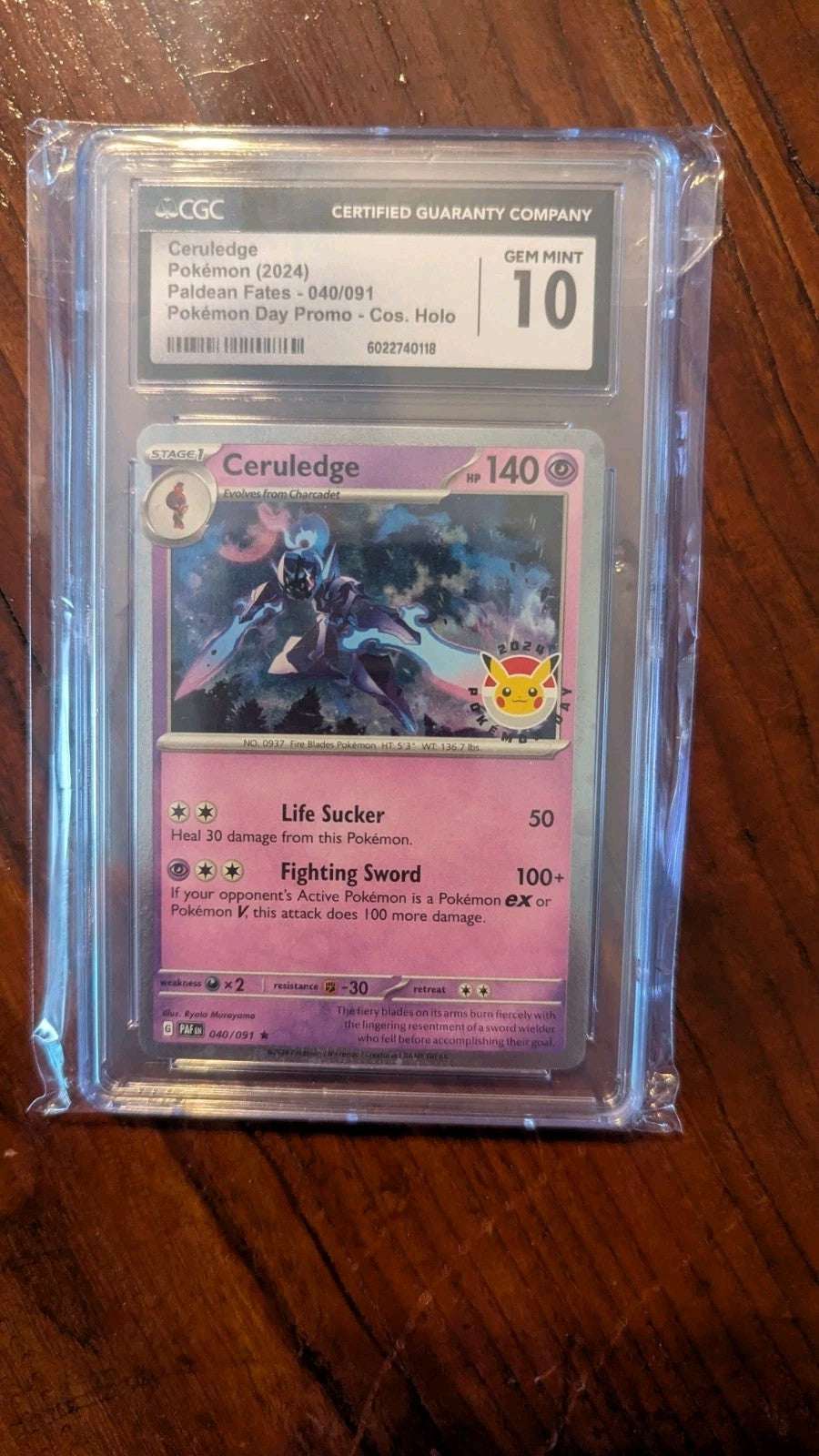 PSA 10 Ceruledge, Paldean Fates, Pokemon Day Promo Card #040/091 | Crystal Arborist