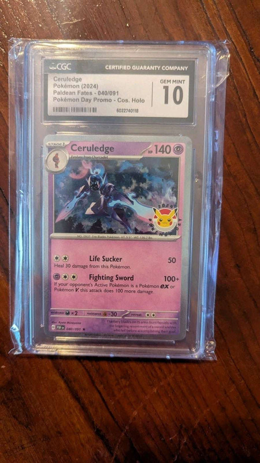 PSA 10 Ceruledge, Paldean Fates, Pokemon Day Promo Card #040/091 | Crystal Arborist