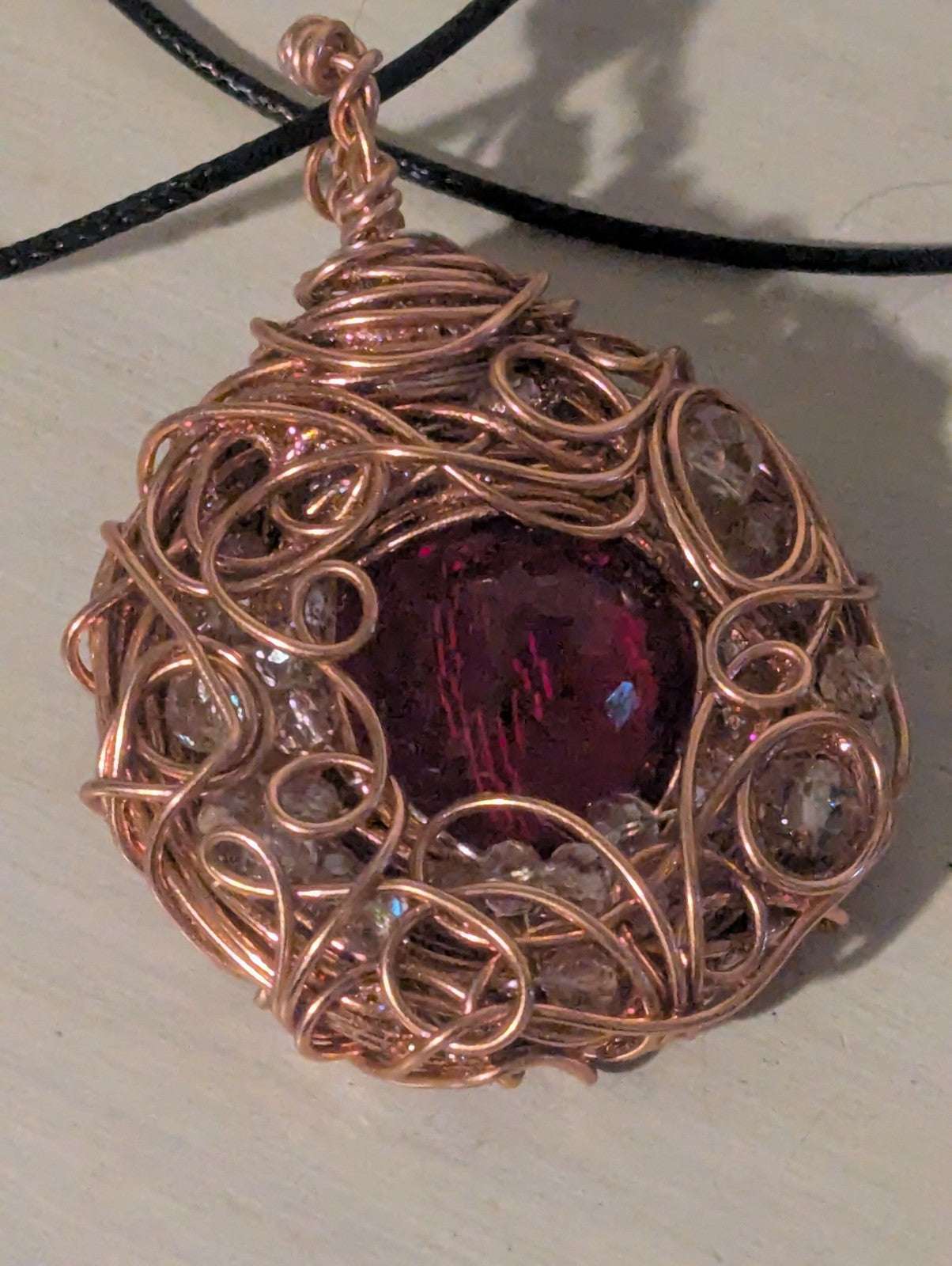 Handmade Red Topaz Wirewrapped Necklace | Crystal Arborist