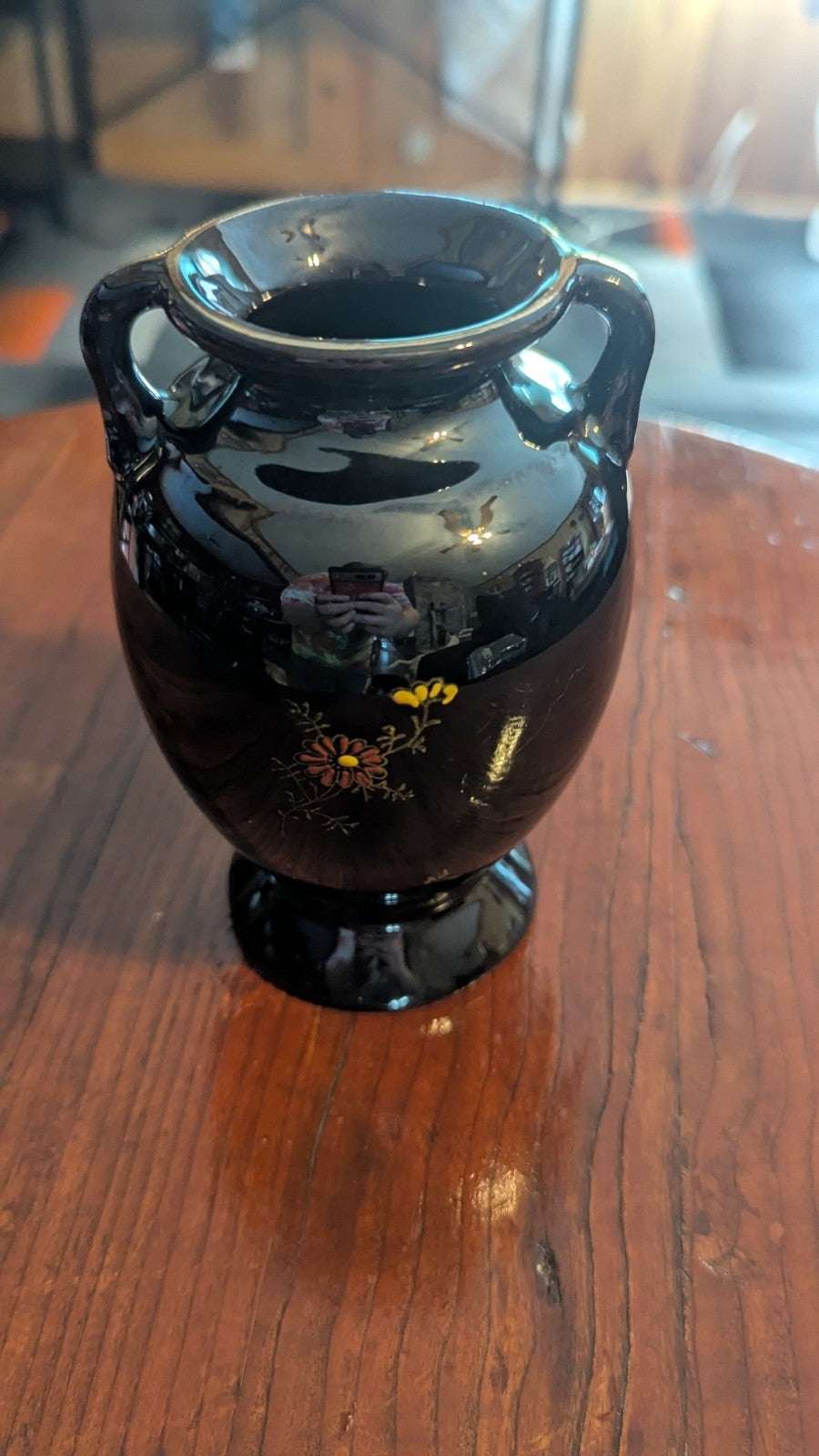 Black Floral Vase, Made In Japan | Crystal Arborist