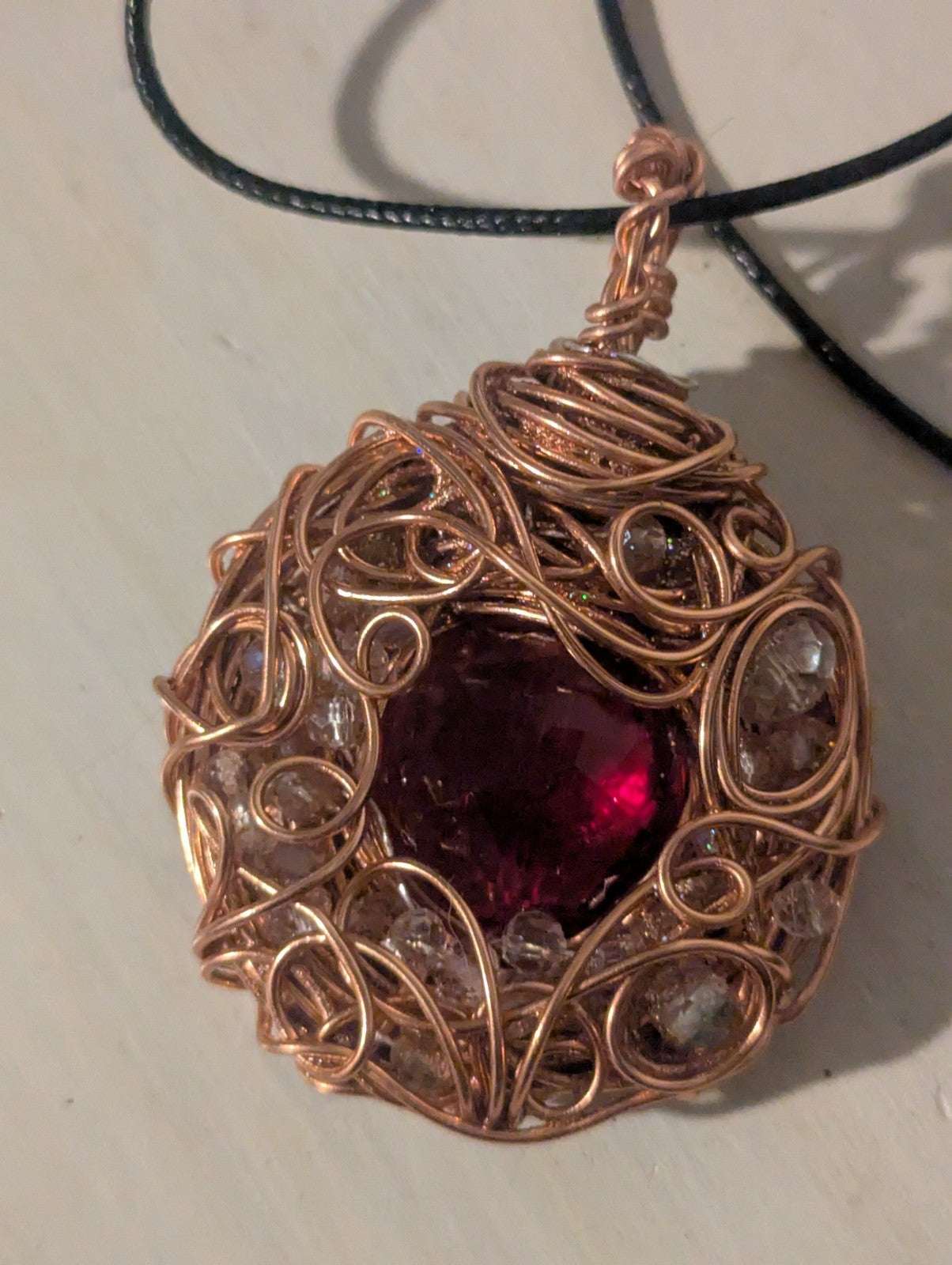 Handmade Red Topaz Wirewrapped Necklace | Crystal Arborist