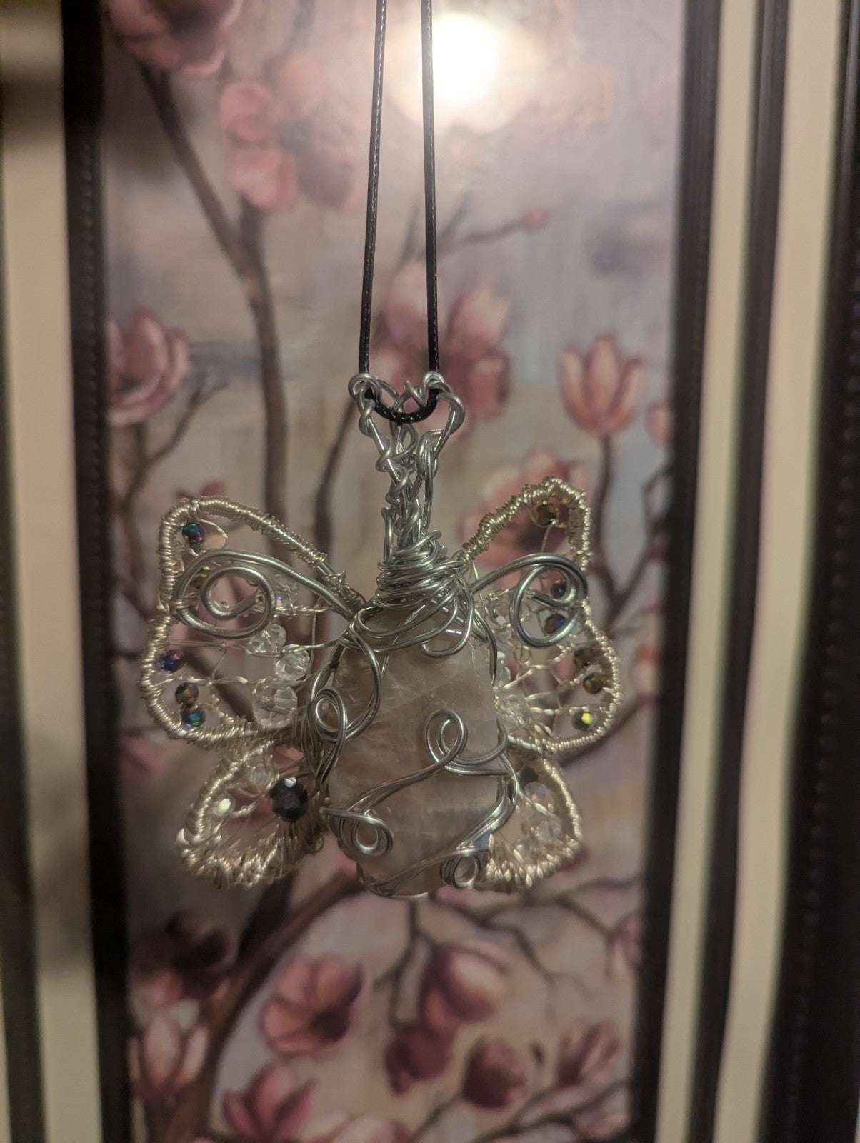 Handmade Sun and Moonstone Butterfly Necklace | Crystal Arborist