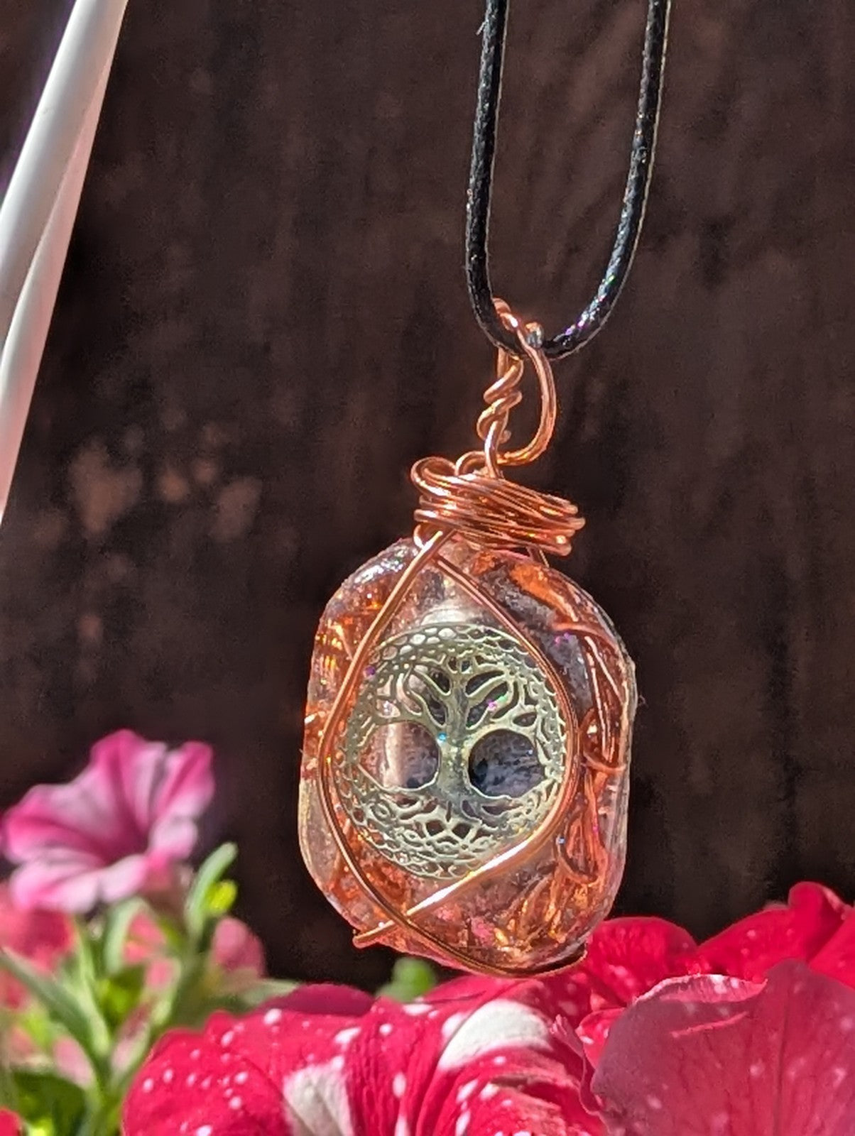 Sodalite Wire and Resin Pendant for Inner Peace and Intuition