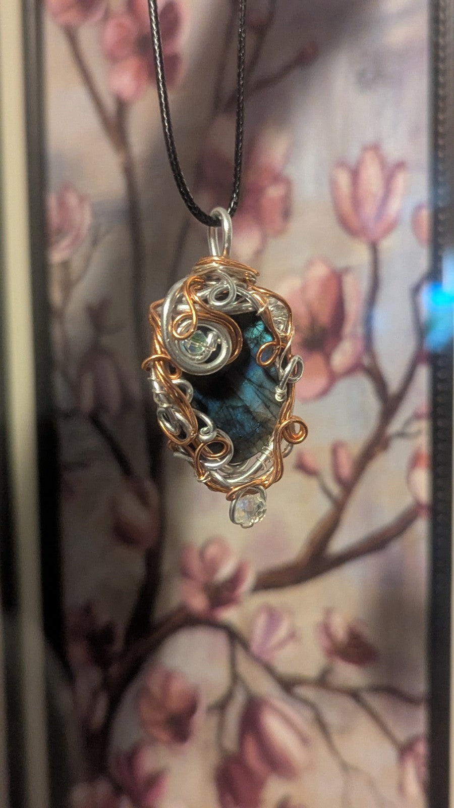 Lovely Labradorite Druzy Necklace, Handmade Wirewrapped Pendant