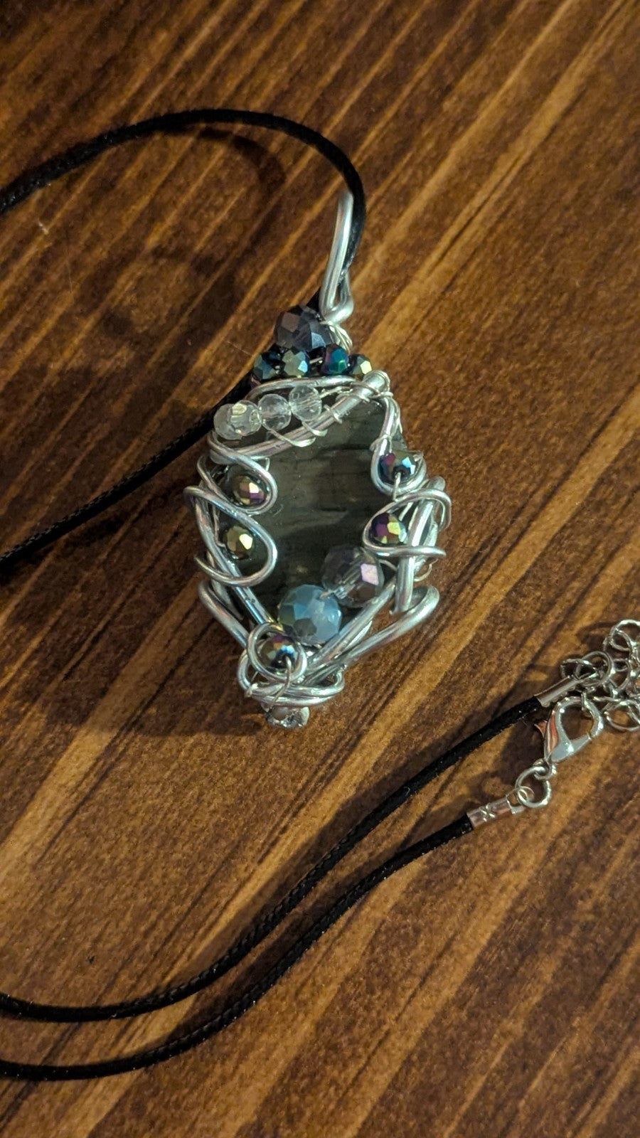 Labradorite Handmade Necklace With Glass Beads