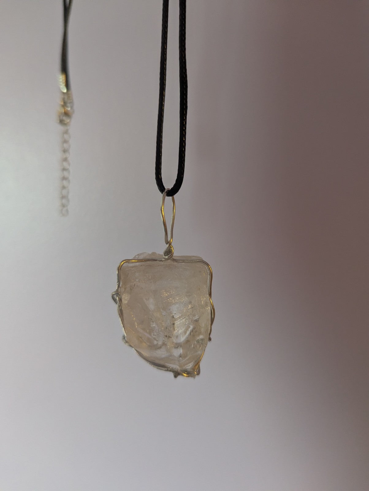 Minimalist Clear Quartz Necklace, Point Facing Downward, Reiki, Handmade