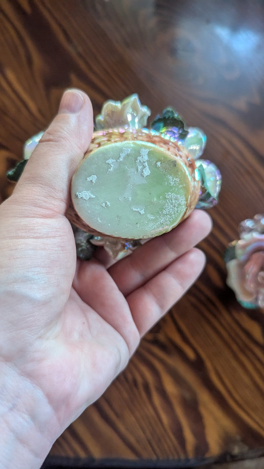 Pearly Flower Basket Sculptures, Knickknacks, Vintage | Crystal Arborist