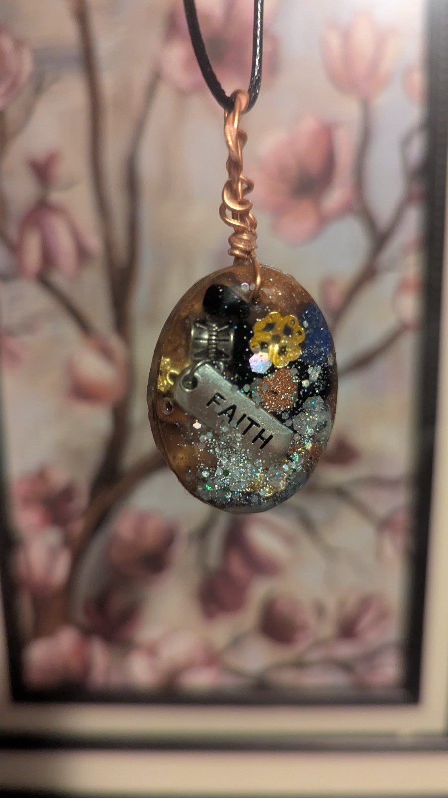 Lapis and Goldstone, Faith, Handmade Orgonite Necklace