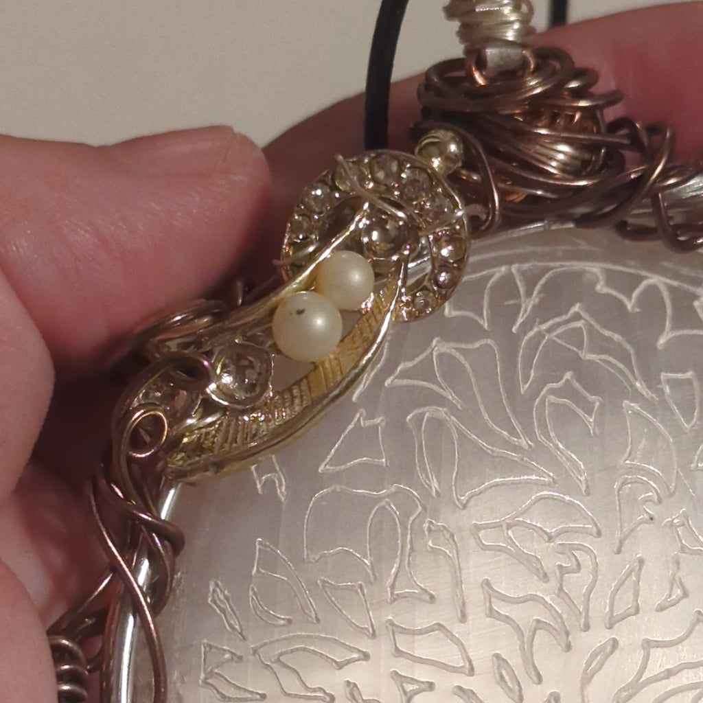 Selenite Crystal Wall Hanging/ Large Necklace, TreeDesign, Beautiful, Home Decor