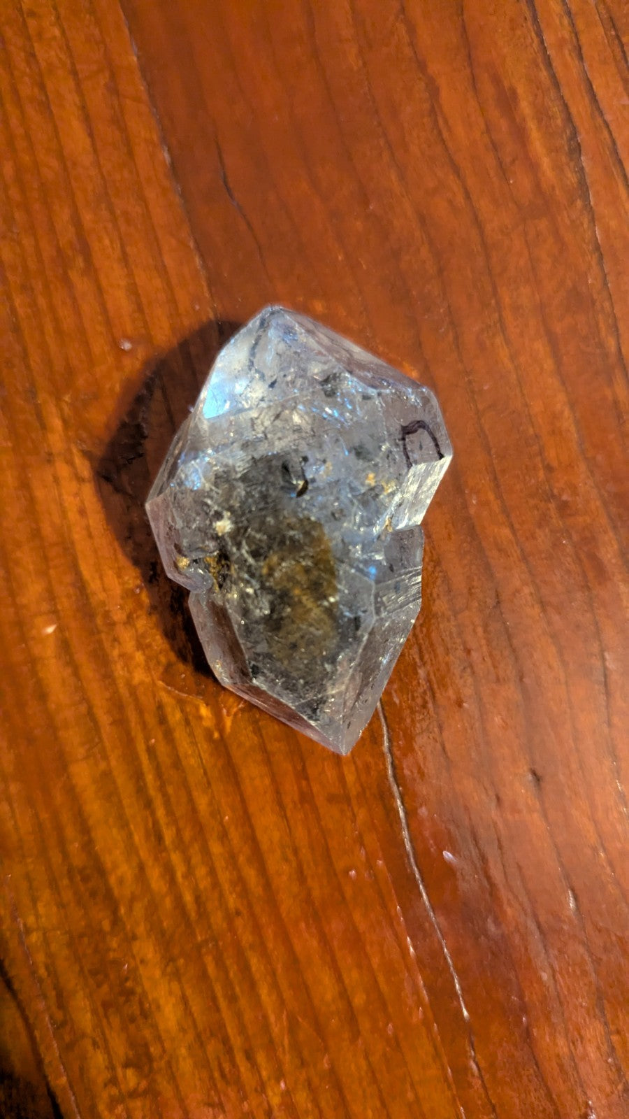 Original ore Herkimer Enhydro Crystal Cluster Gem&two Moving water droplets 65g