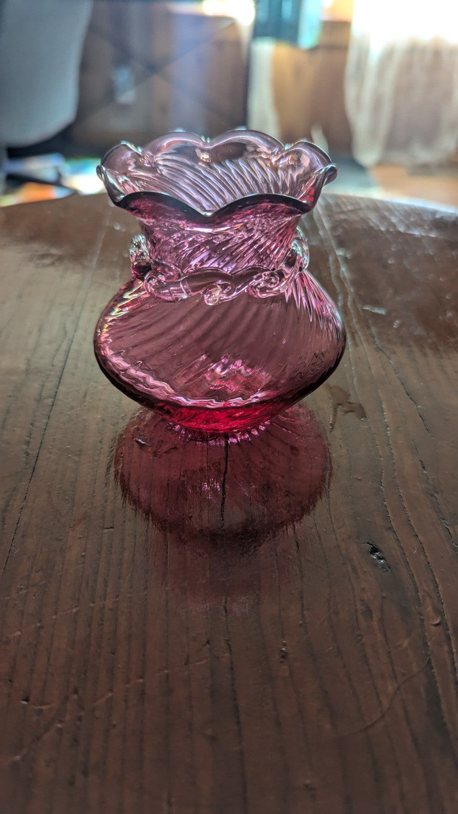 Small Vintage Pink Glass Vase