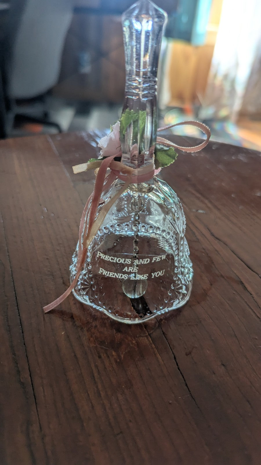 Vintage Glass Bell With Dove, Friendship, Religion, Nice Sound