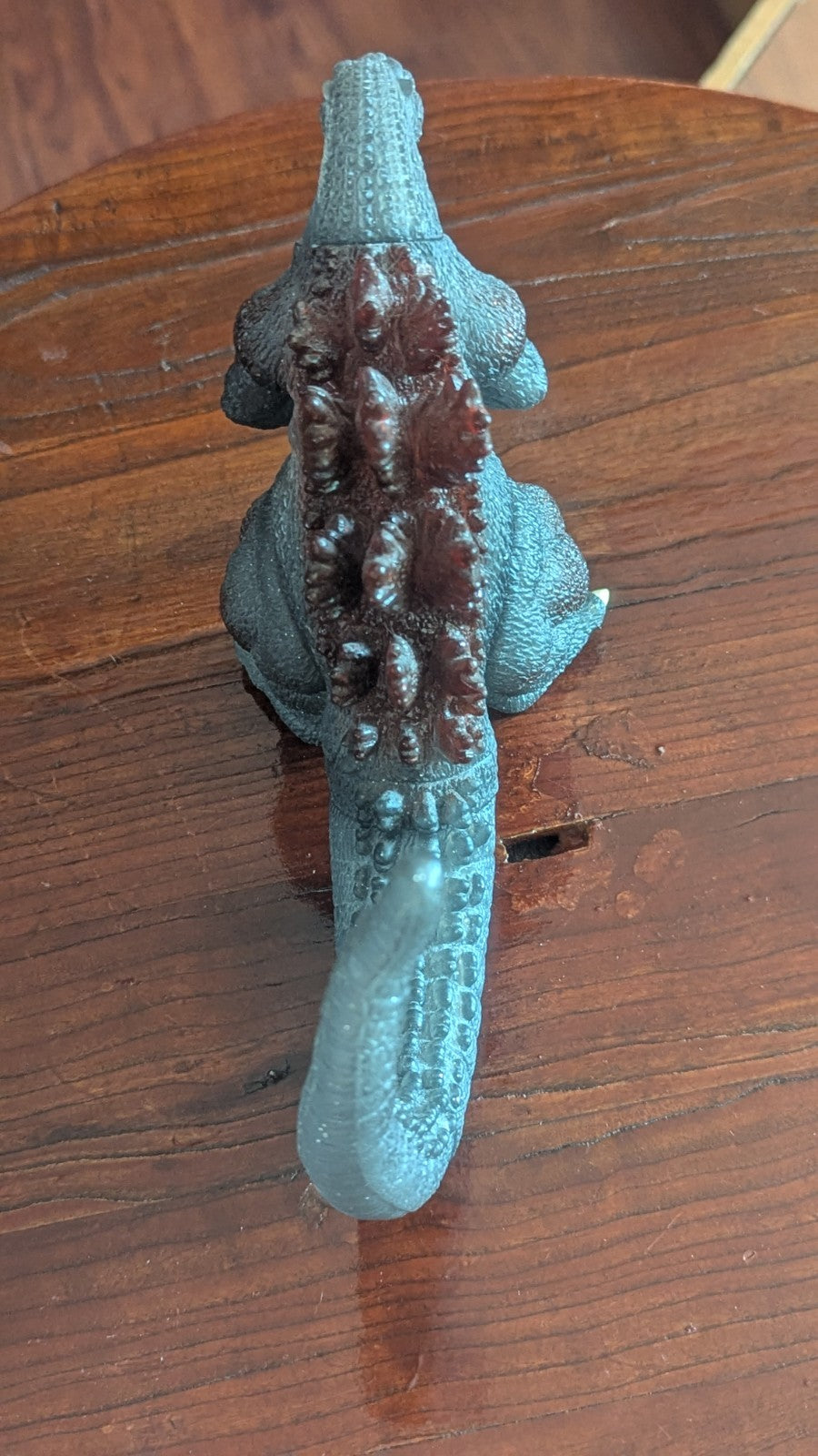 Godzilla Figure, Glitter And Red Back Spikes, Vintage, Burning Godzilla?