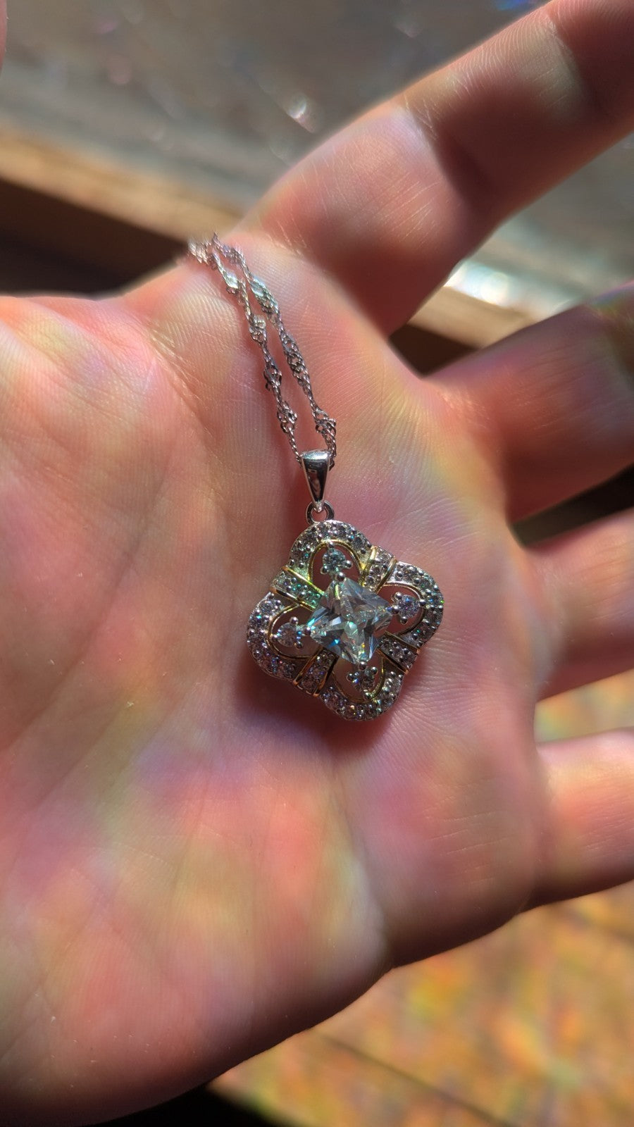 Sterling Silver Unknown Gemstone Necklace- 6 Grams- Vintage Estate Find