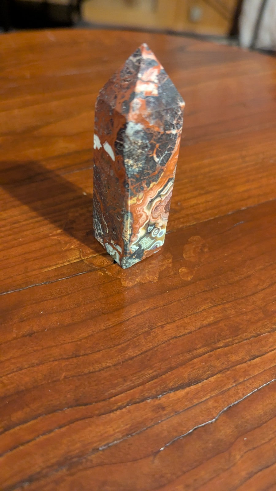 76G Natural Mexican agate Obelisk  Crystal tower Point reiki decor