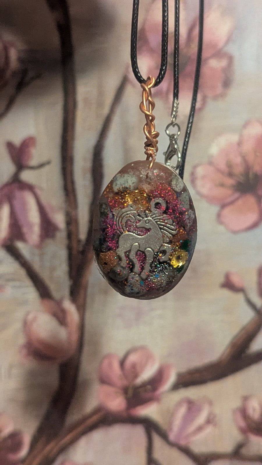Lapis and Goldstone, Horse, Handmade Orgonite Necklace