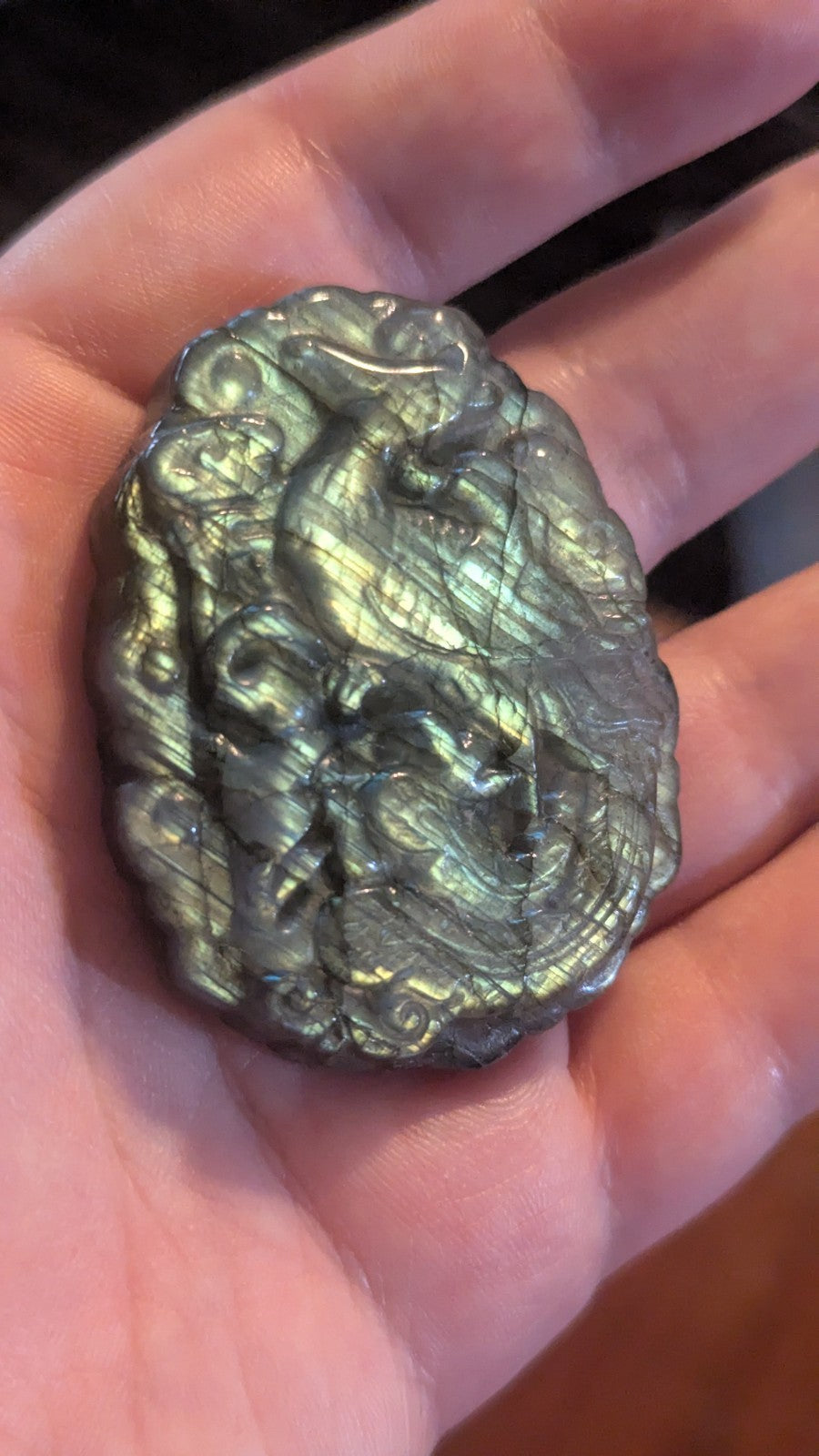 35G Natural Labradorite Hand Carved Peacock, Crystal, Reiki Healing