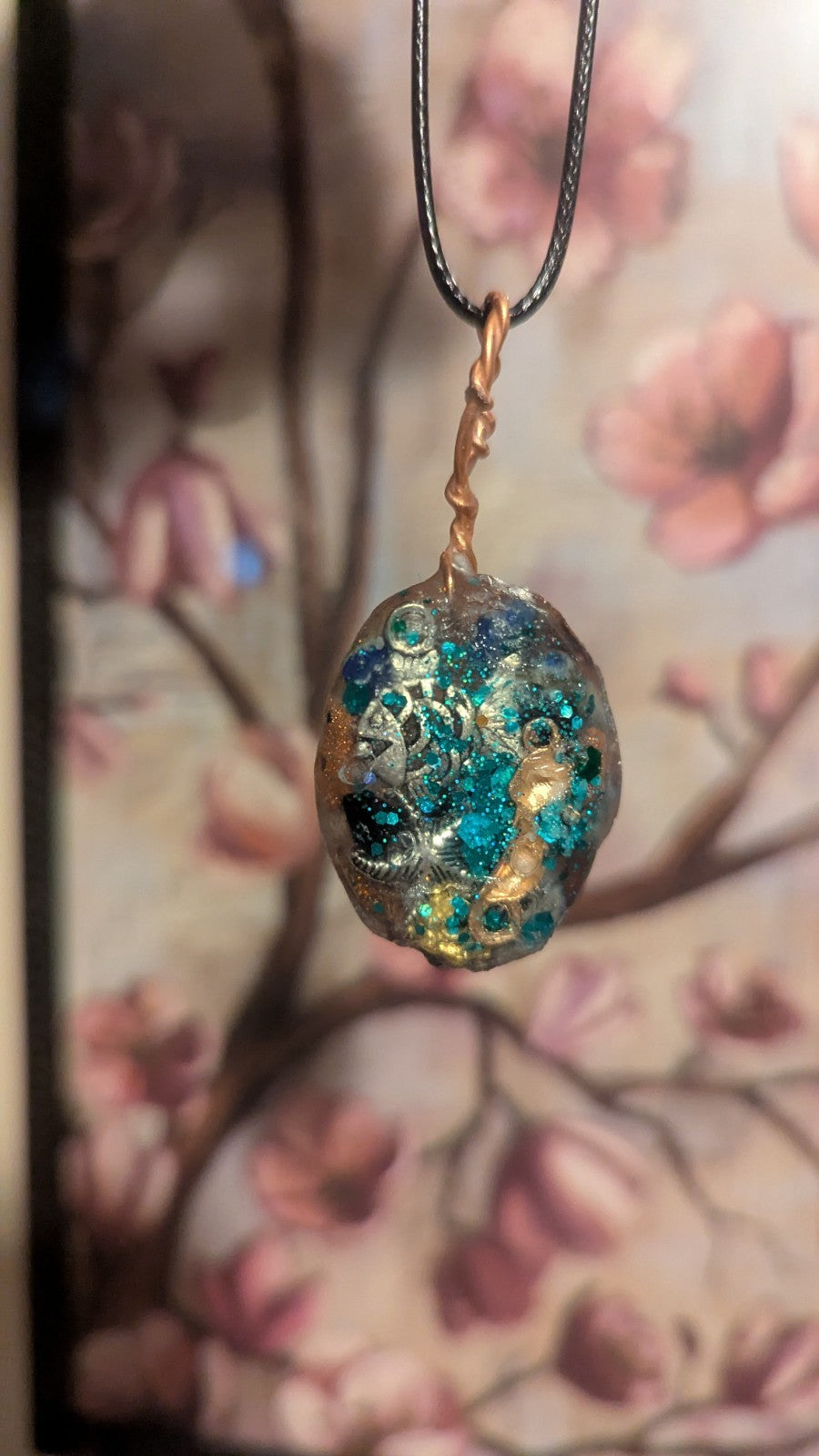 Lapis and Goldstone, Ocean, Handmade Orgonite Necklace | Crystal Arborist