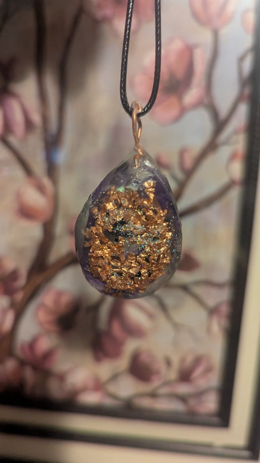 Lapis And Goldstone, Infinity, Handmade Orgonite Necklace